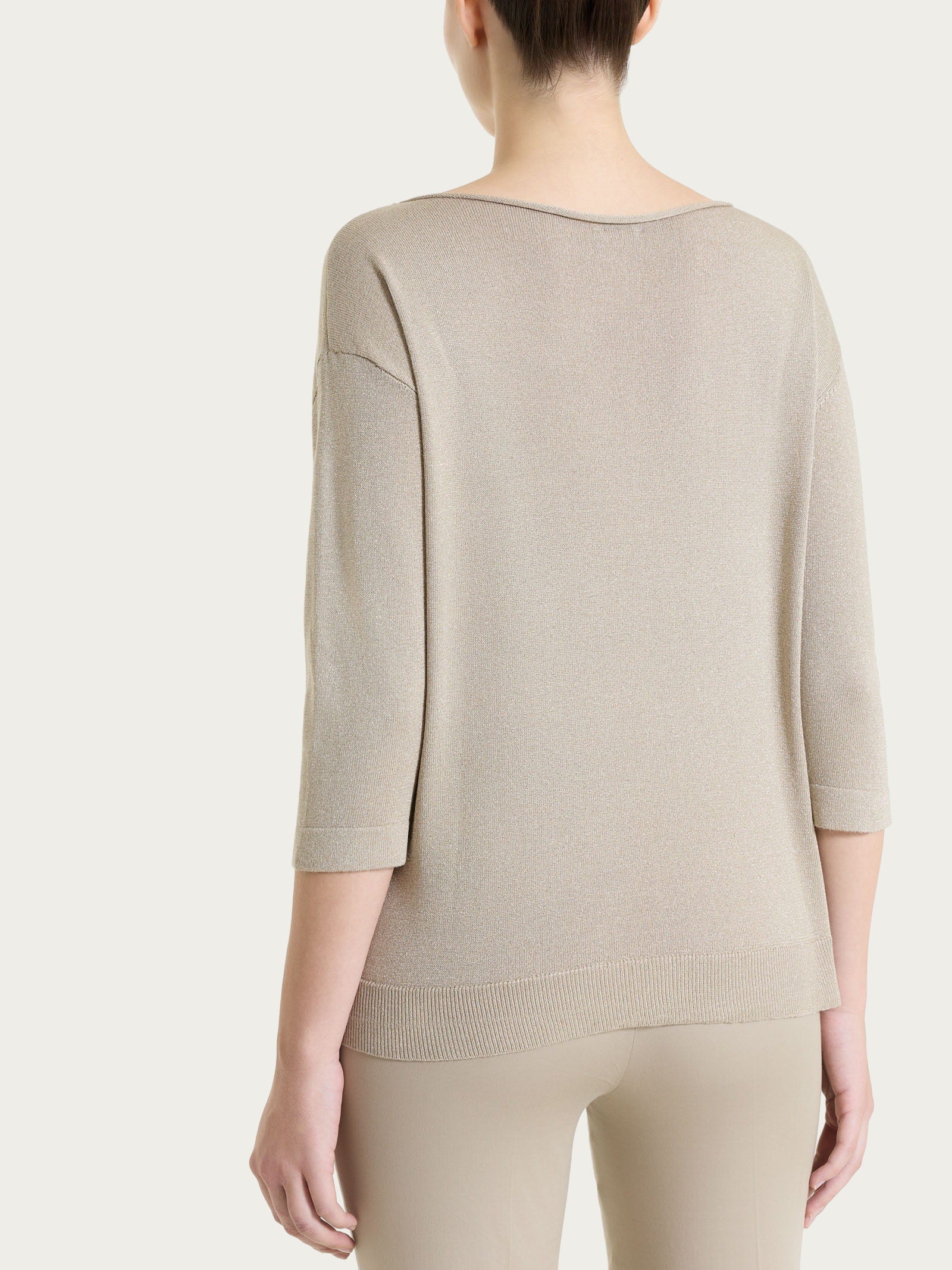 Maglia con scollo a barchetta in Lurex Summertime - Crockery - Image 2