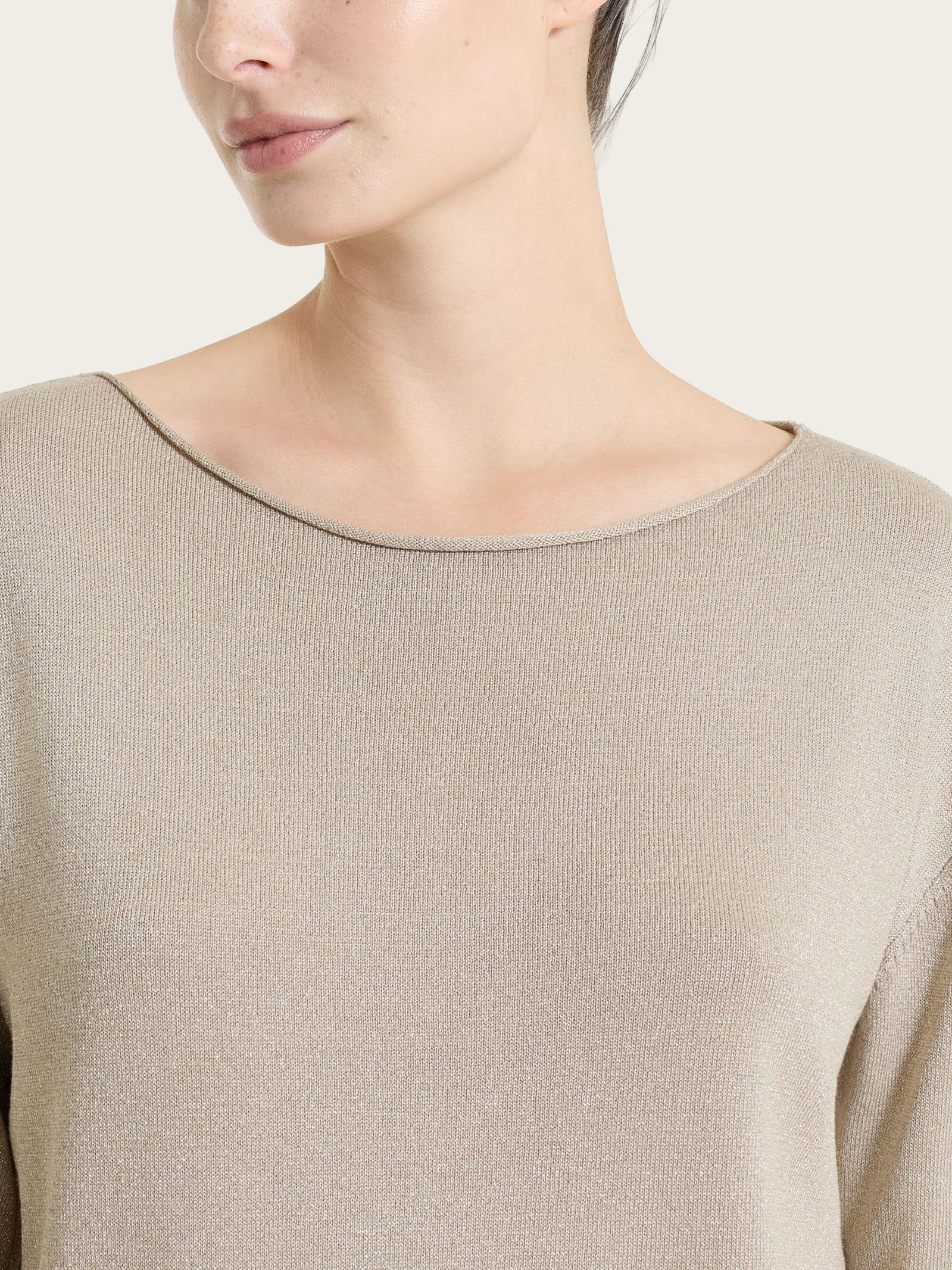 Maglia con scollo a barchetta in Lurex Summertime - Crockery - Image 3