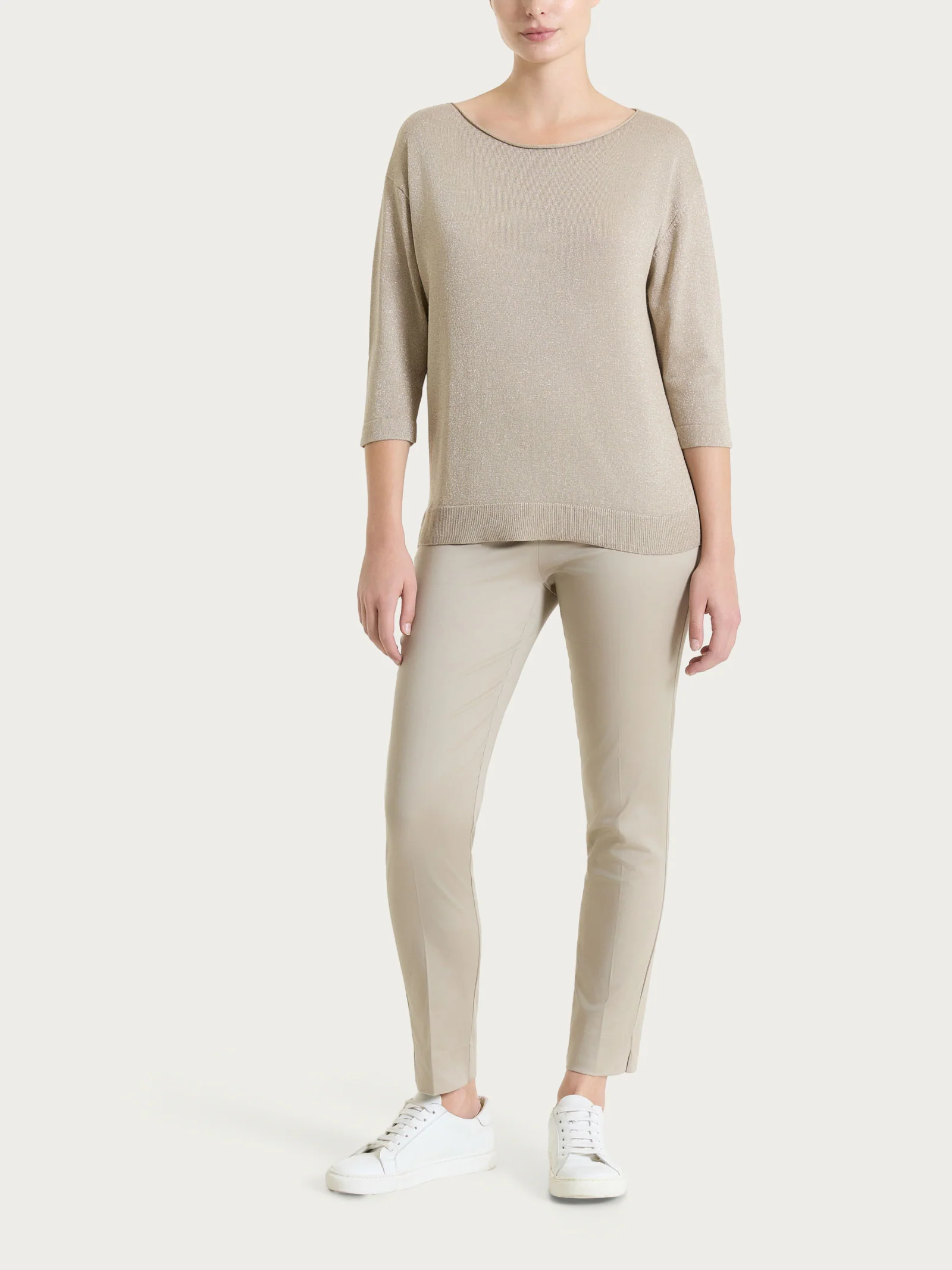 Maglia con scollo a barchetta in Lurex Summertime - Crockery - Image 5