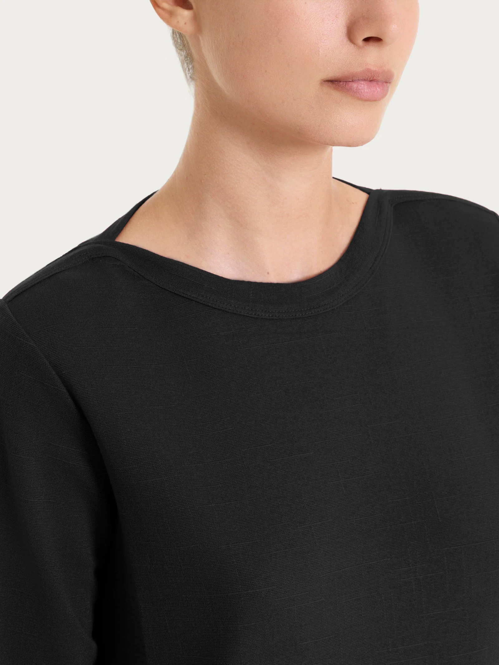 Maglia con scollo a barchetta in Summer Slub - Nero - Image 3