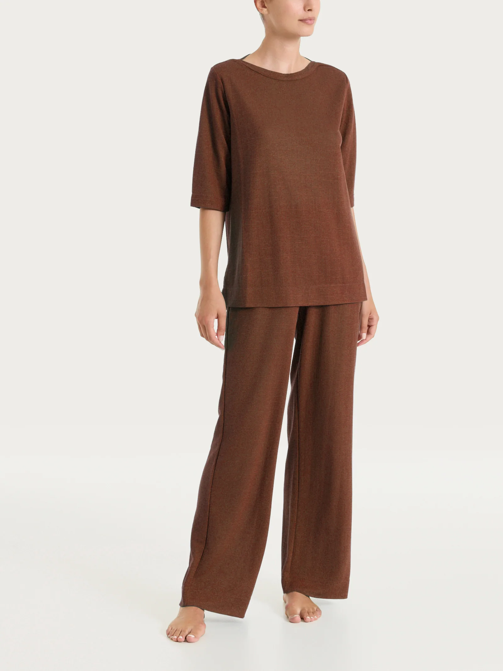 Maglia con scollo a barchetta in Summer Slub - Chocolate Fondant - Image 4