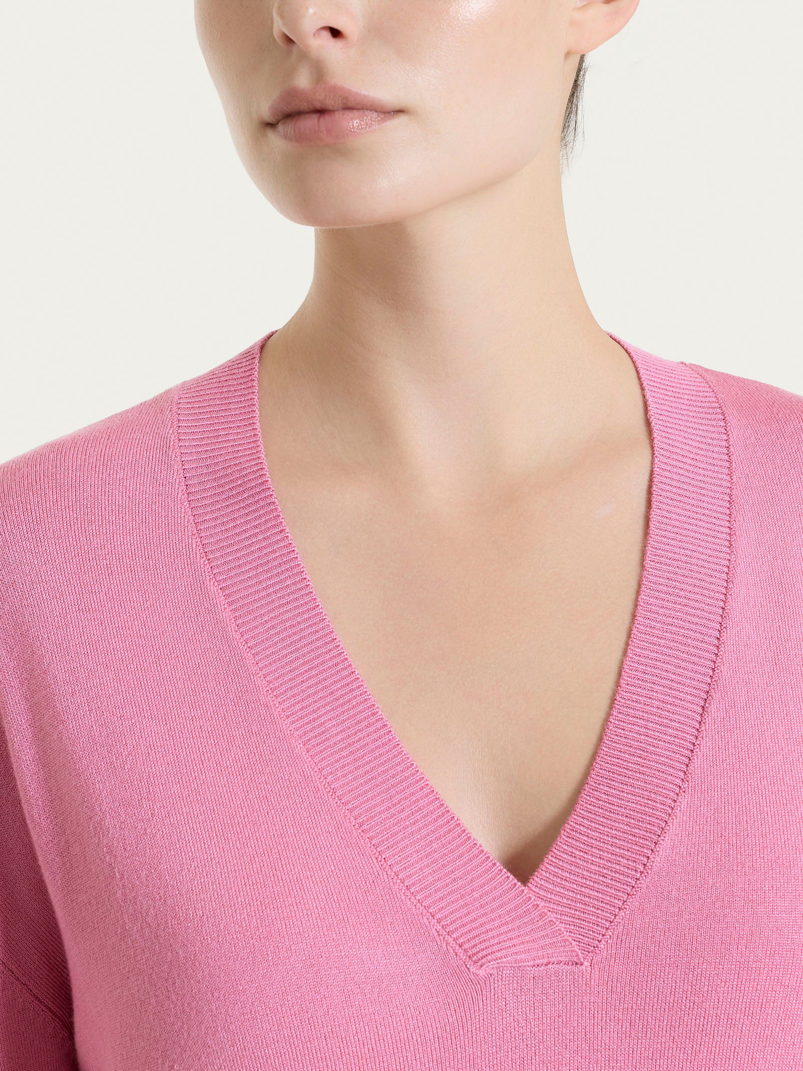 Maglia con scollo a V e con manica 3/4 in Summertime - Cashmere Rose - Image 4
