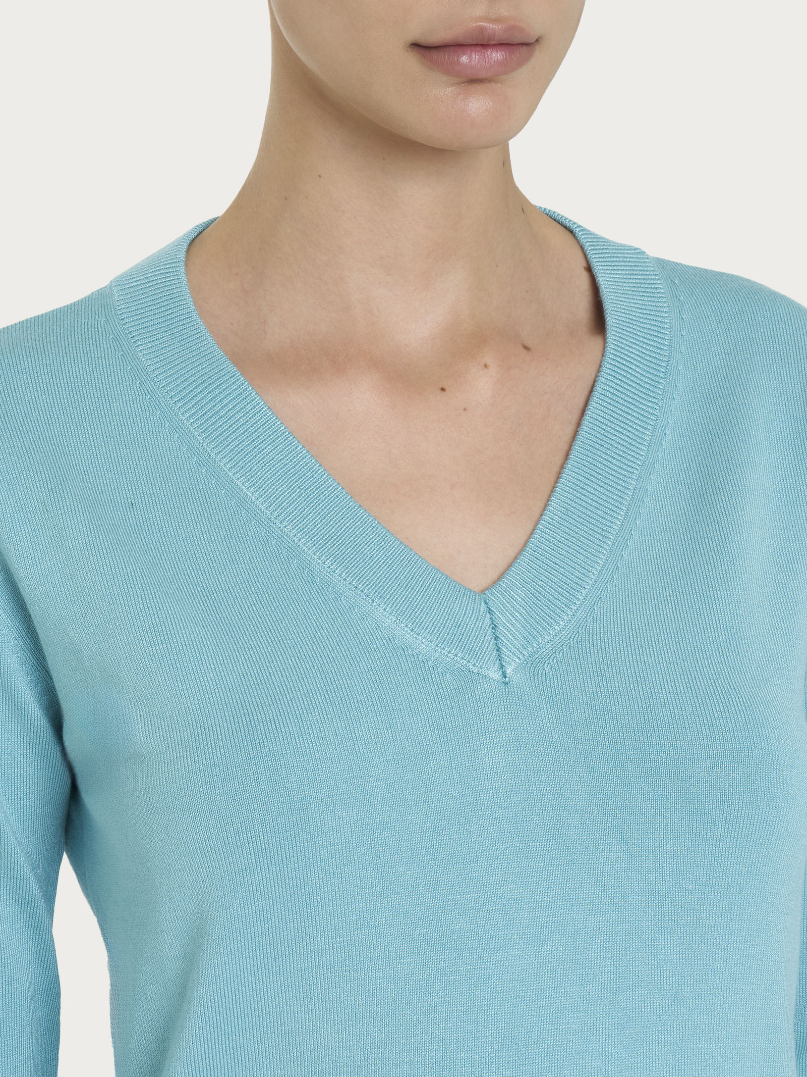 Maglia con scollo a V Four Seasons - Nile Blue - Image 3