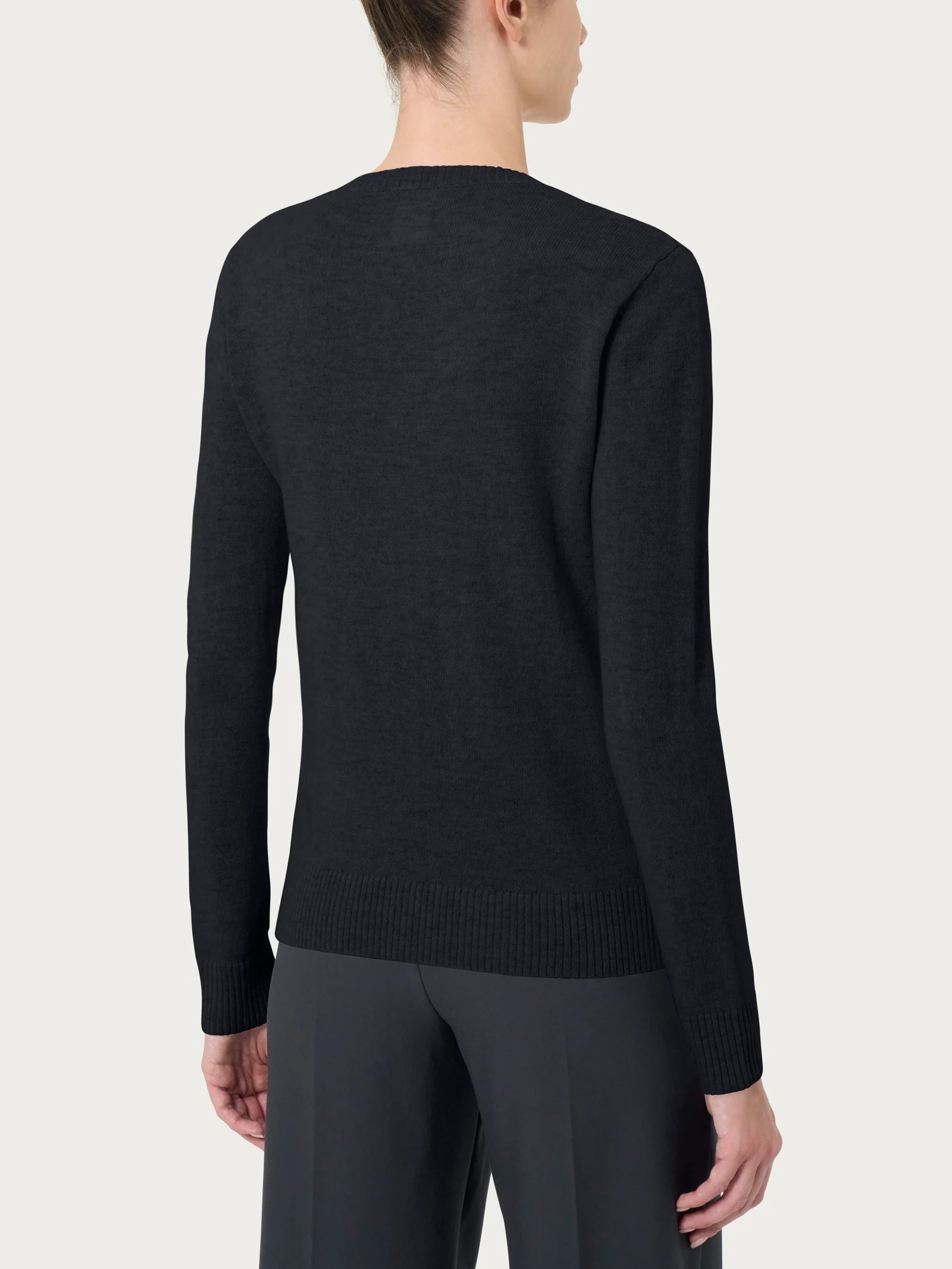 Maglia con scollo a V in cashmerino - Nero - Image 2