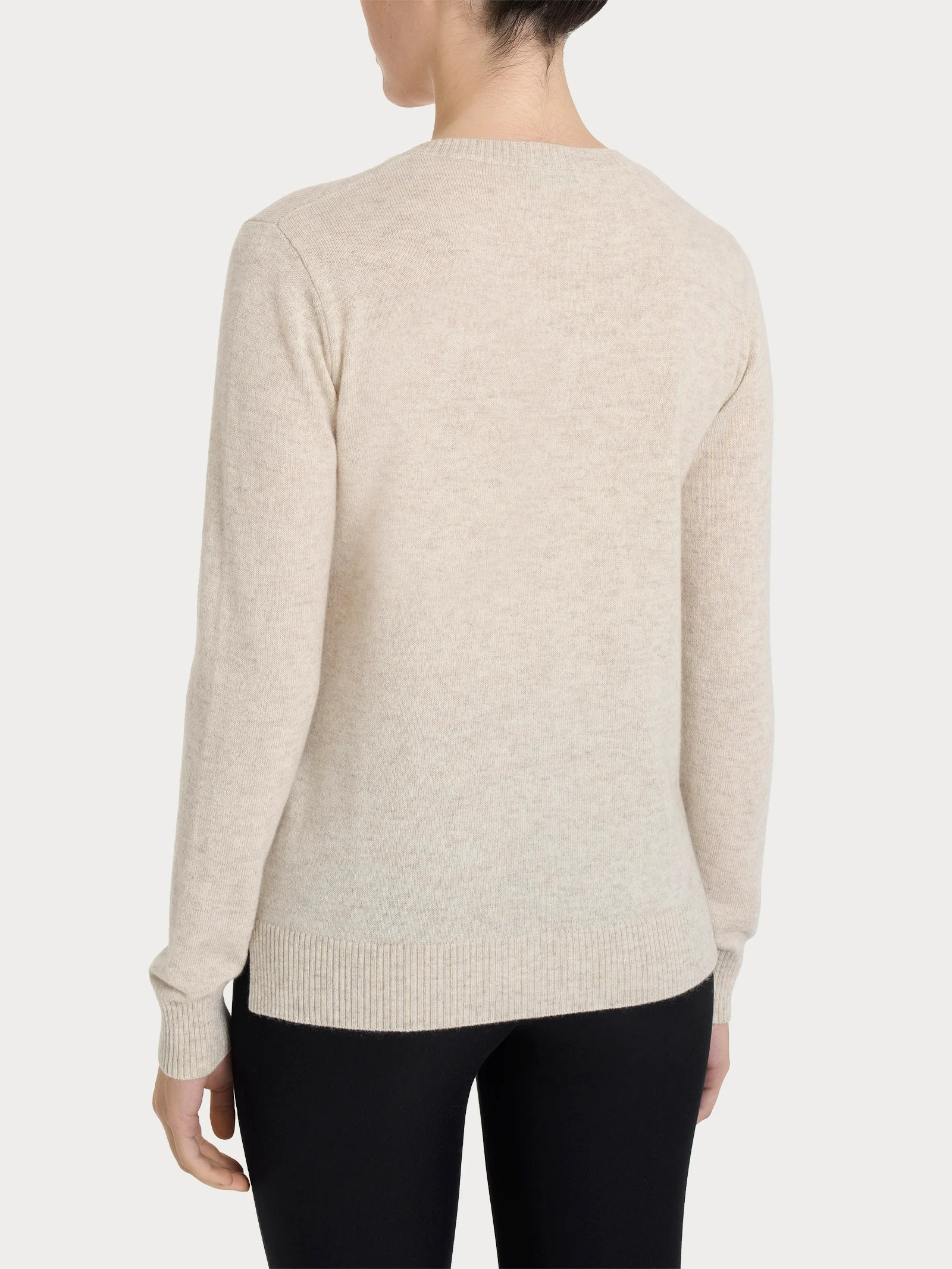 Maglia con scollo a V in cashmerino - Champignon mel. - Image 2