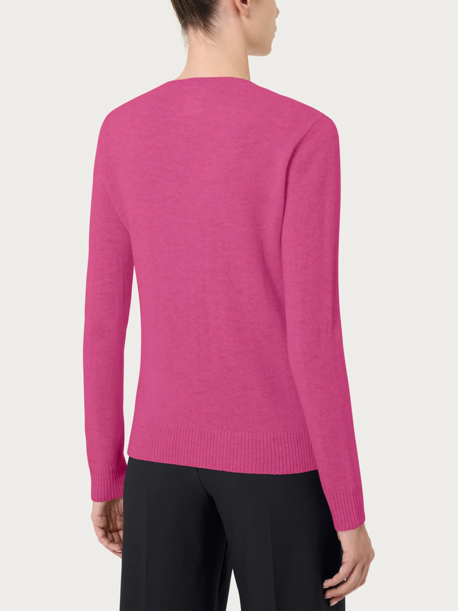 Maglia con scollo a V in cashmerino - Red Violet - Image 2