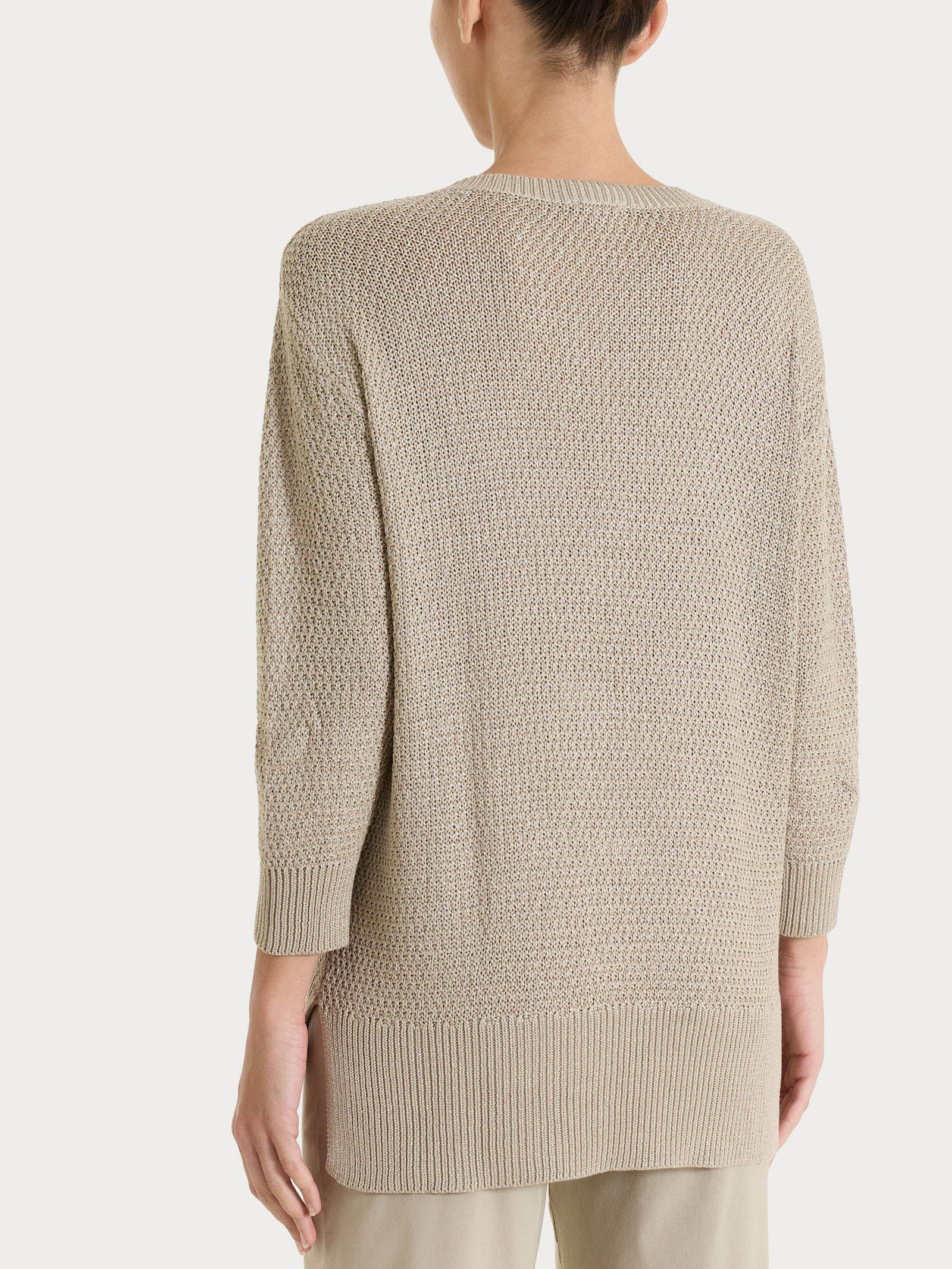 Maglia con scollo a V in Lurex Rice Stitch - Crockery - Image 2