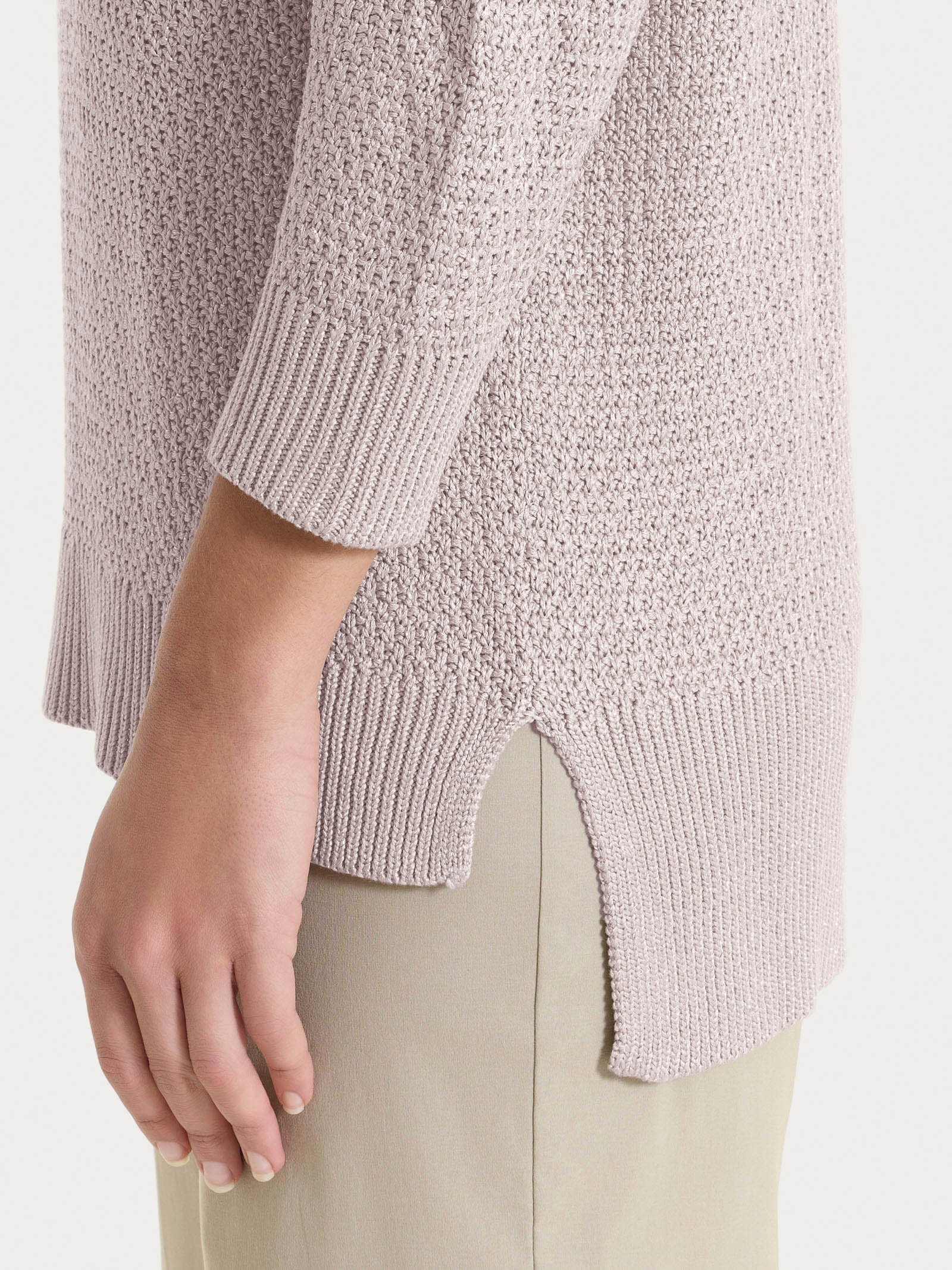 Maglia con scollo a V in Lurex Rice Stitch - Sphinx - Image 4