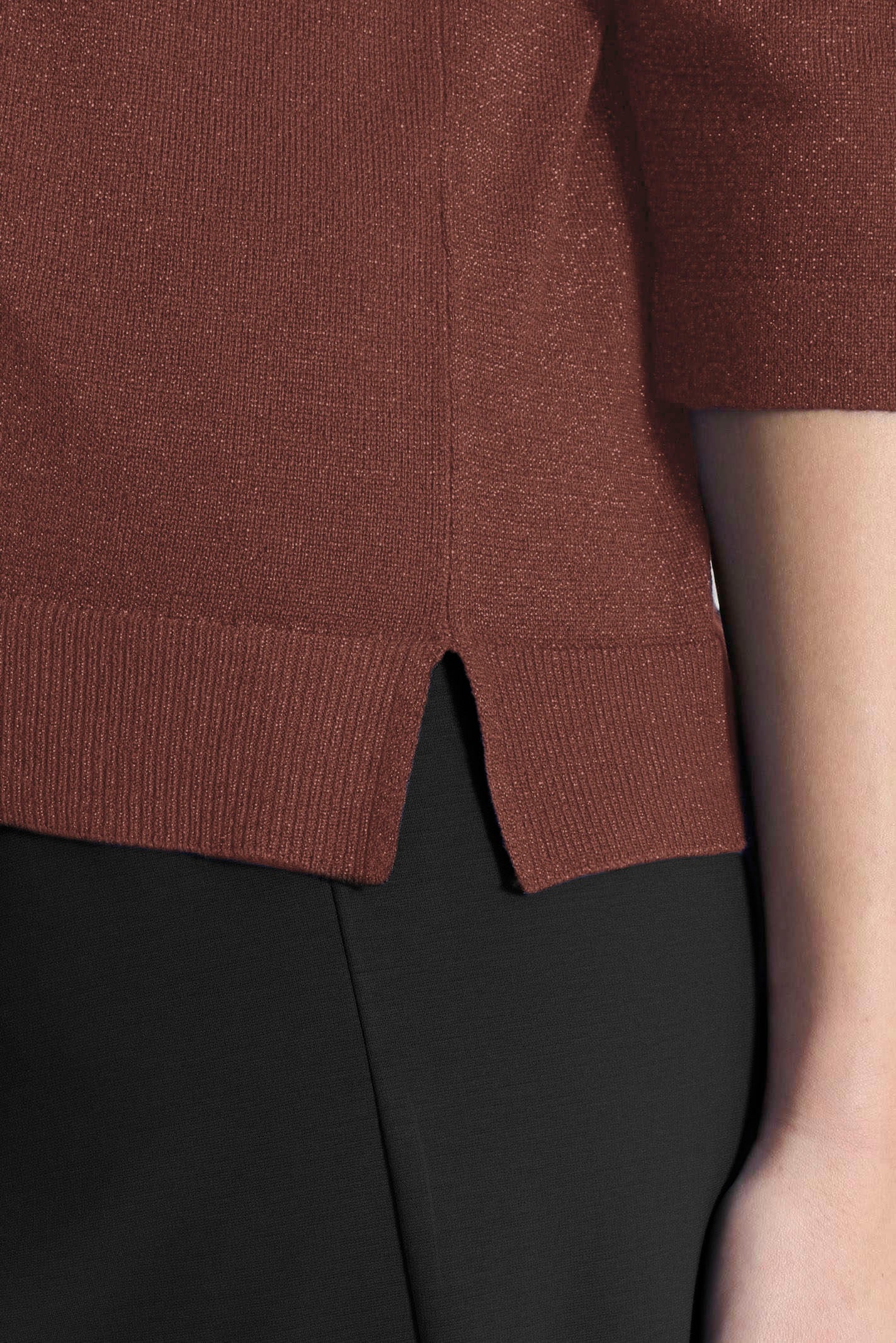 Maglia con scollo a V in Lurex Summertime - Cappuccino - Image 4