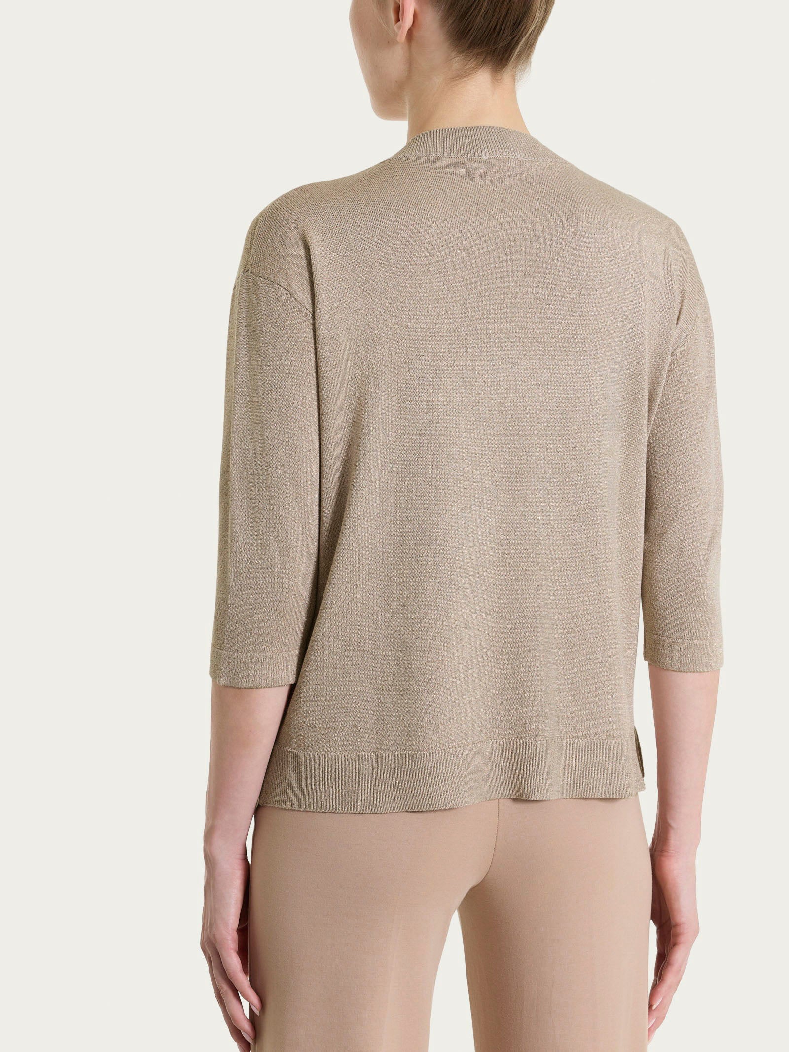 Maglia con scollo a V in Lurex Summertime - Crockery - Image 2
