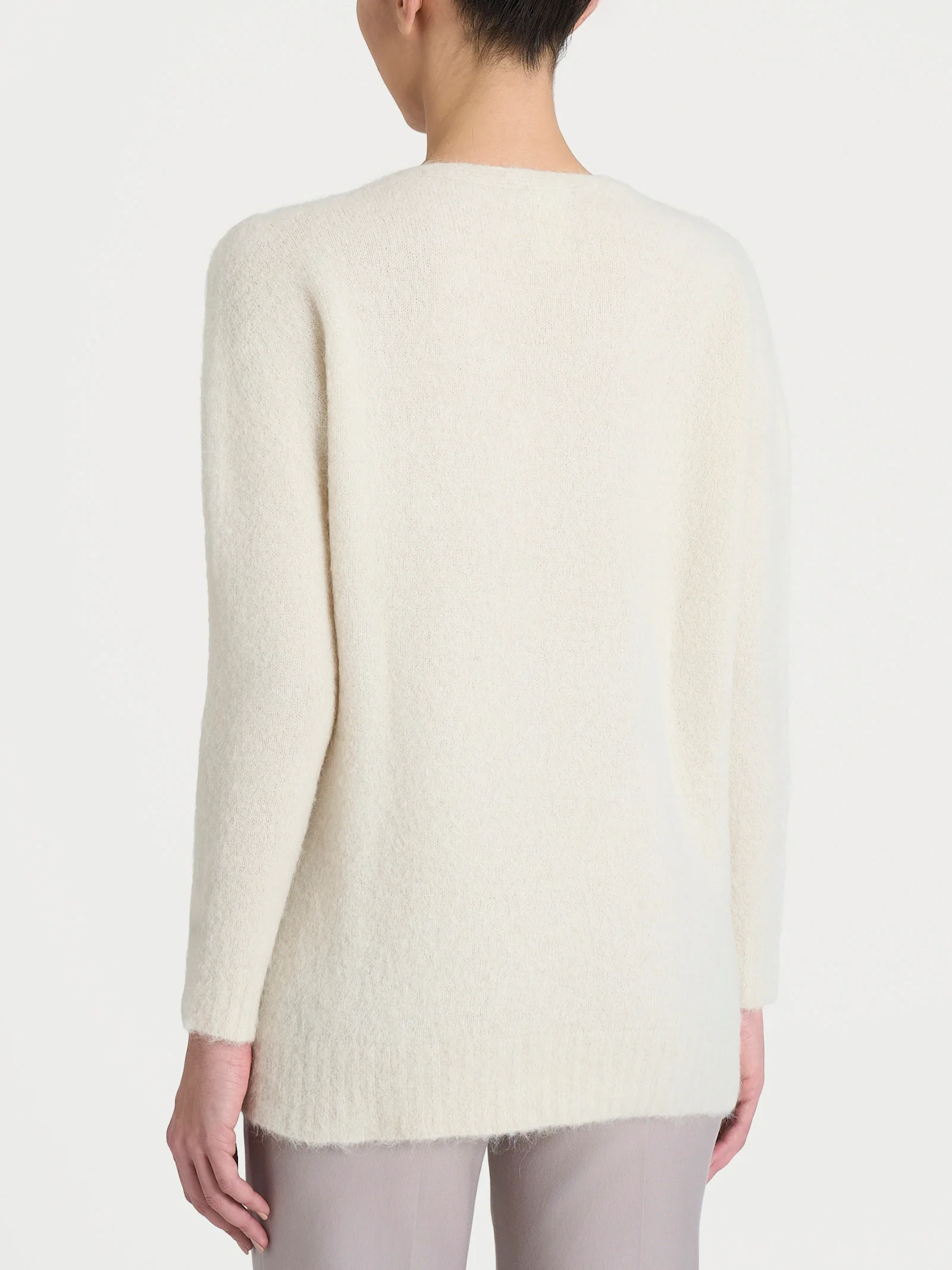 Maglia con scollo a V in Misto Alpaca - Avorio - Image 2
