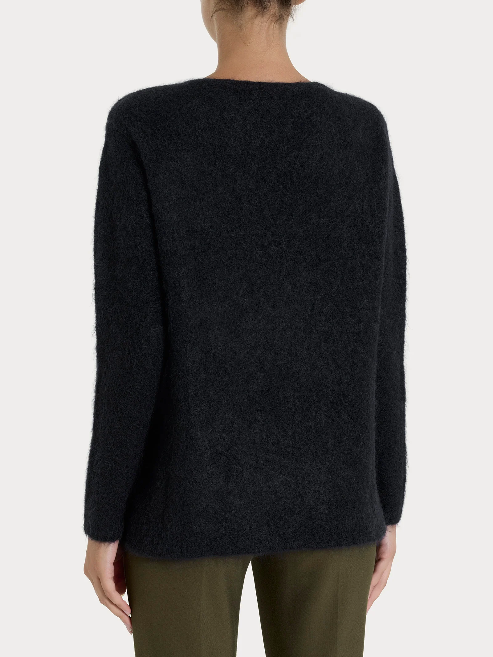Maglia con scollo a V in Misto Alpaca - Nero - Image 2