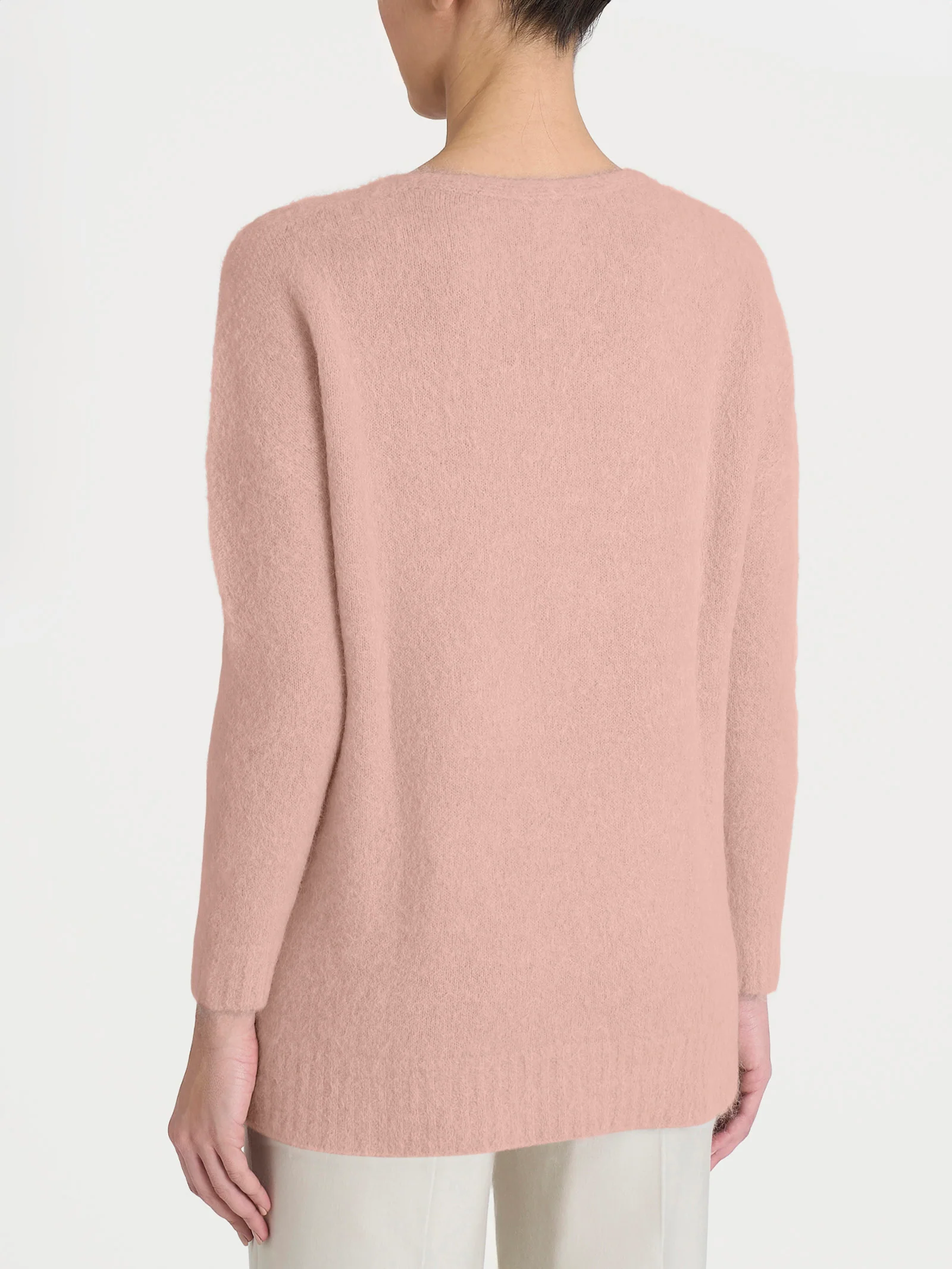 Maglia con scollo a V in Misto Alpaca - Cameo Rose - Image 2