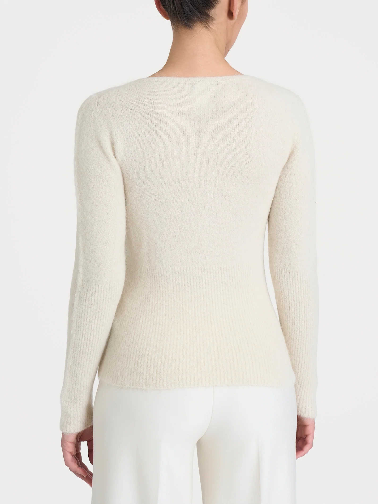 Maglia con scollo madonna in Misto Alpaca - Avorio - Image 2