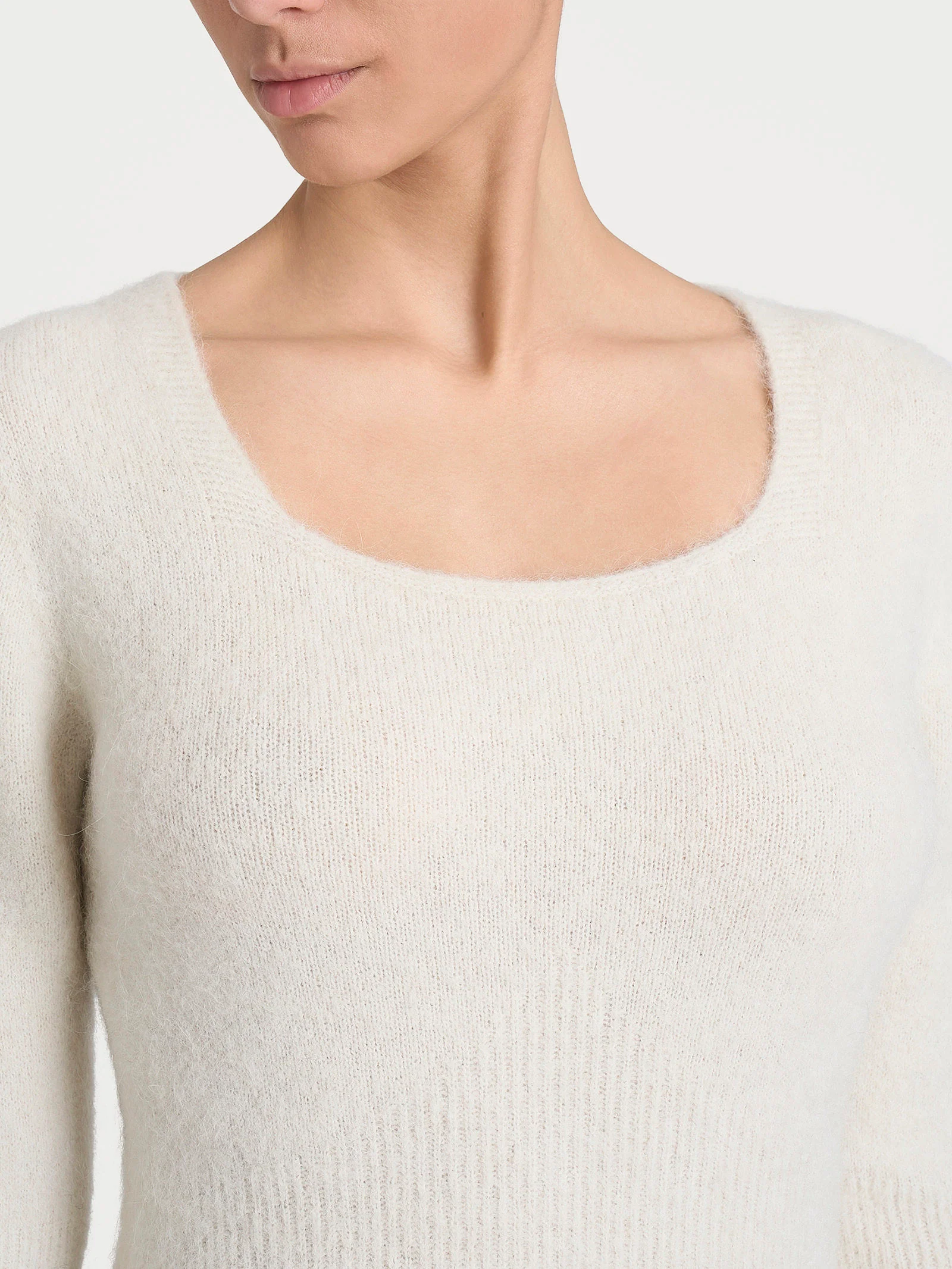 Maglia con scollo madonna in Misto Alpaca - Avorio - Image 3