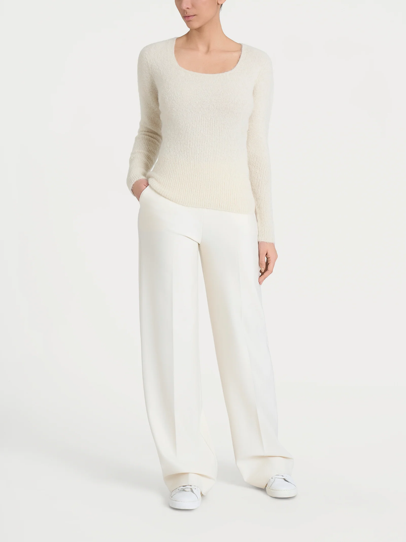 Maglia con scollo madonna in Misto Alpaca - Avorio - Image 4