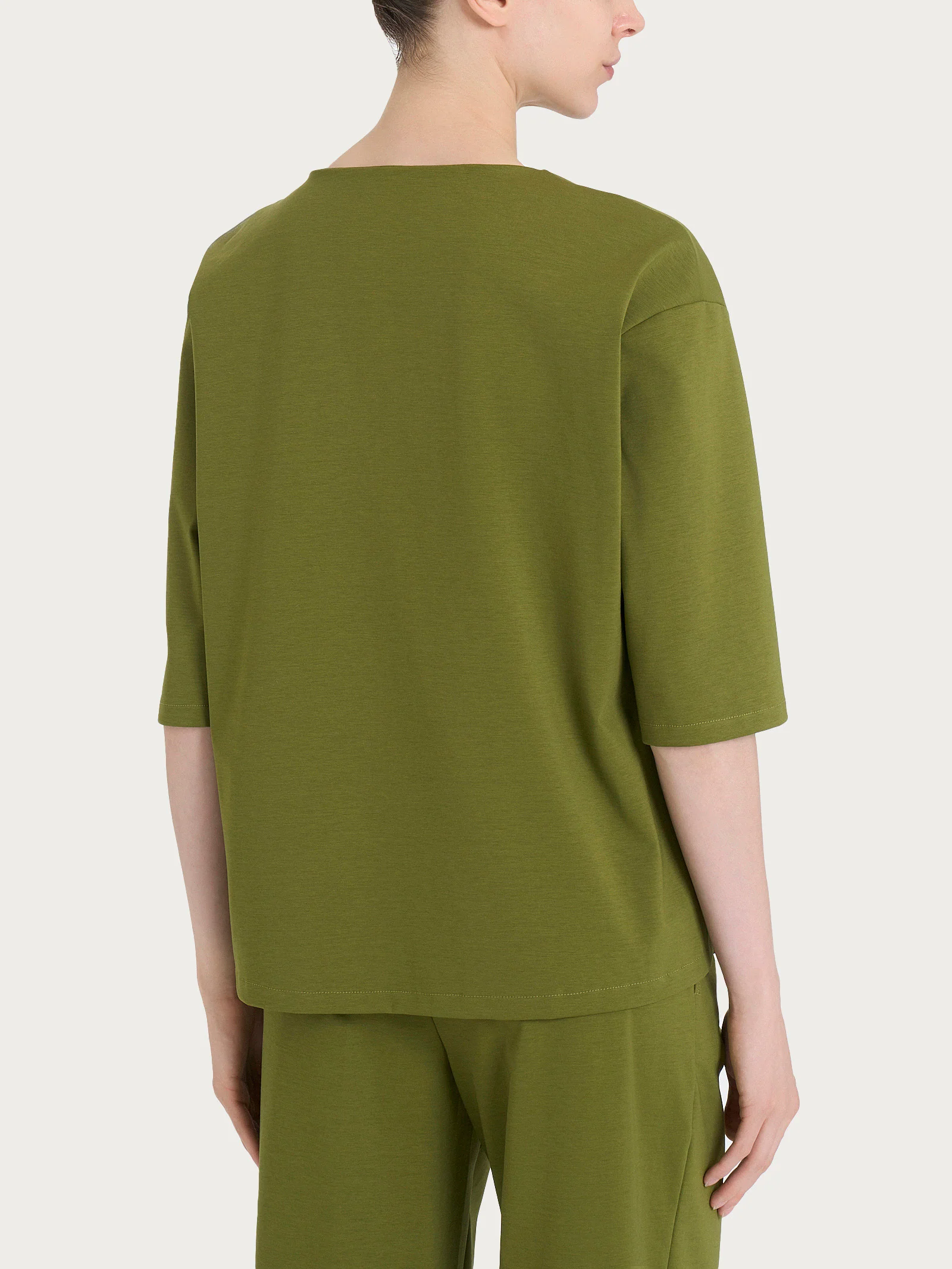 Maglia corta girocollo in Compact Light - Sphagnum - Image 2