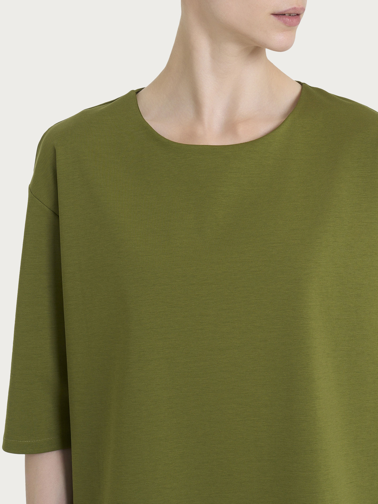 Maglia corta girocollo in Compact Light - Sphagnum - Image 3