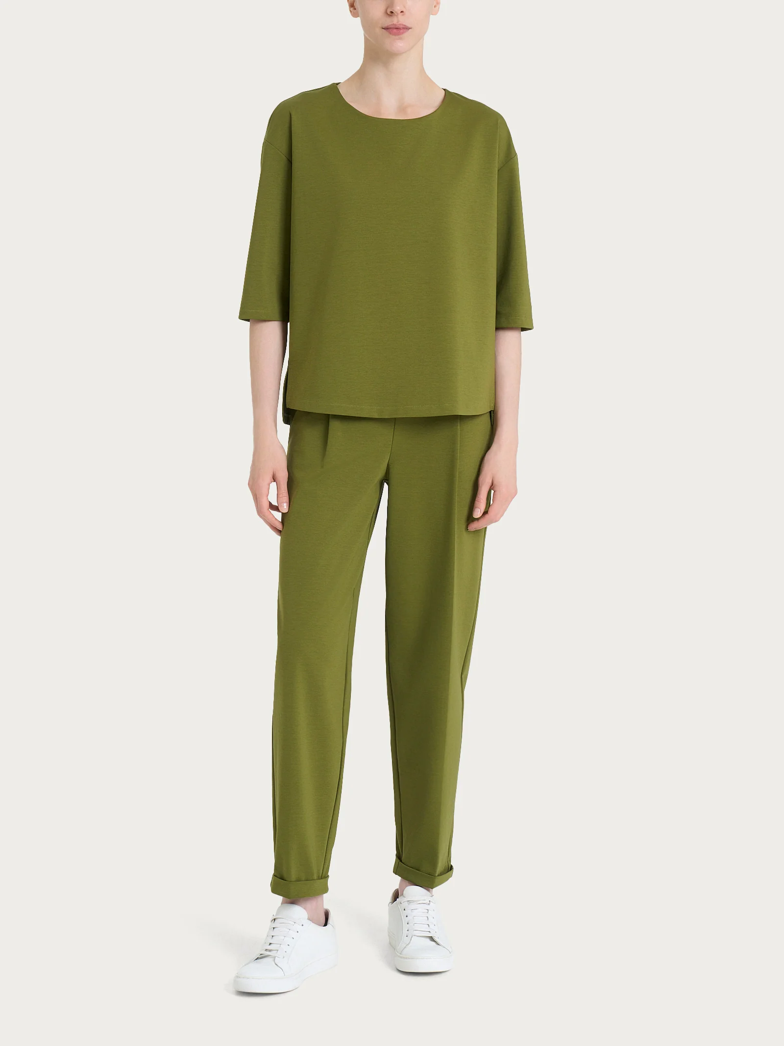 Maglia corta girocollo in Compact Light - Sphagnum - Image 4
