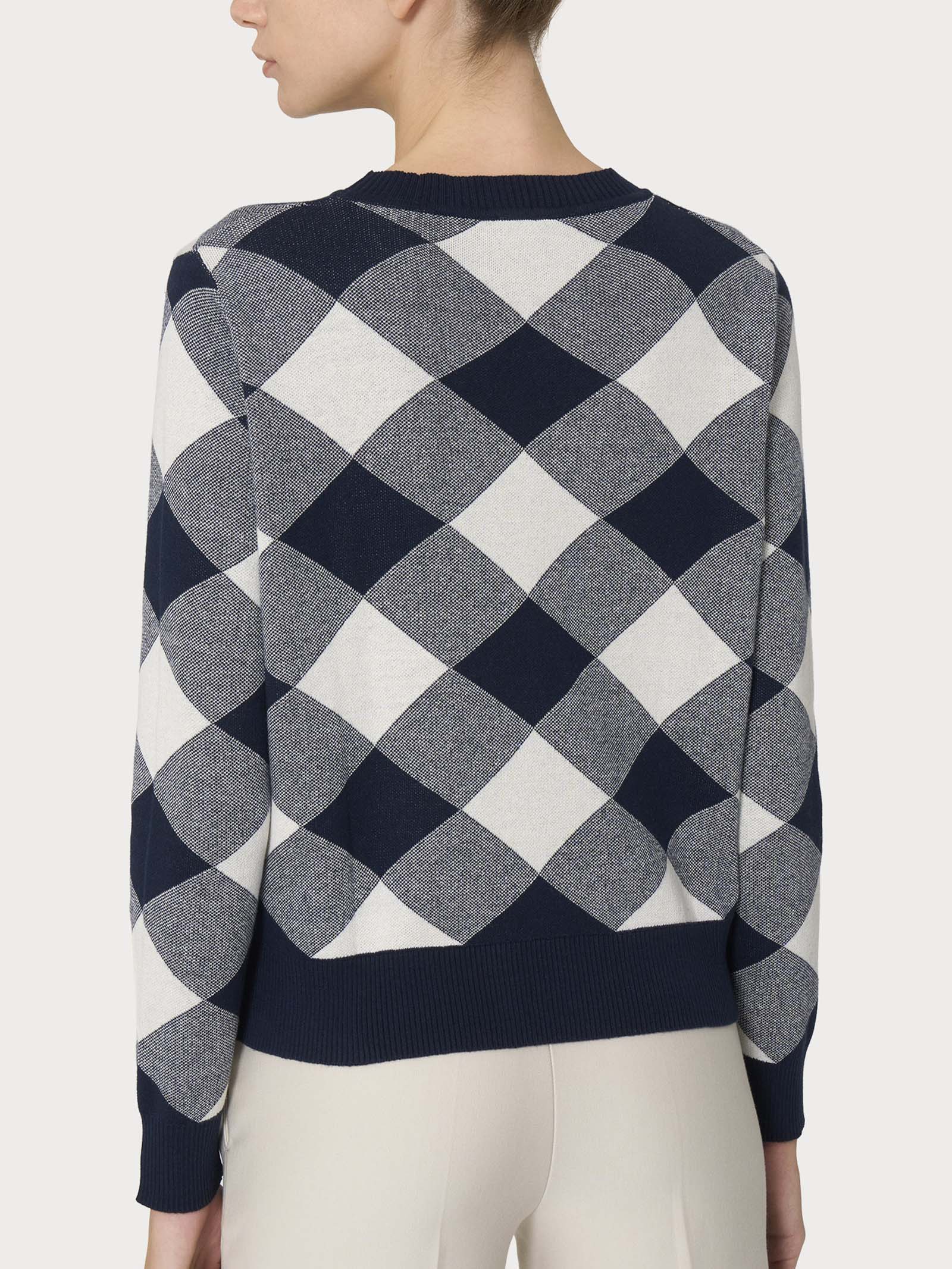 Maglia corta girocollo in filato Winter Cotton  - Fant.Bleu - Image 2
