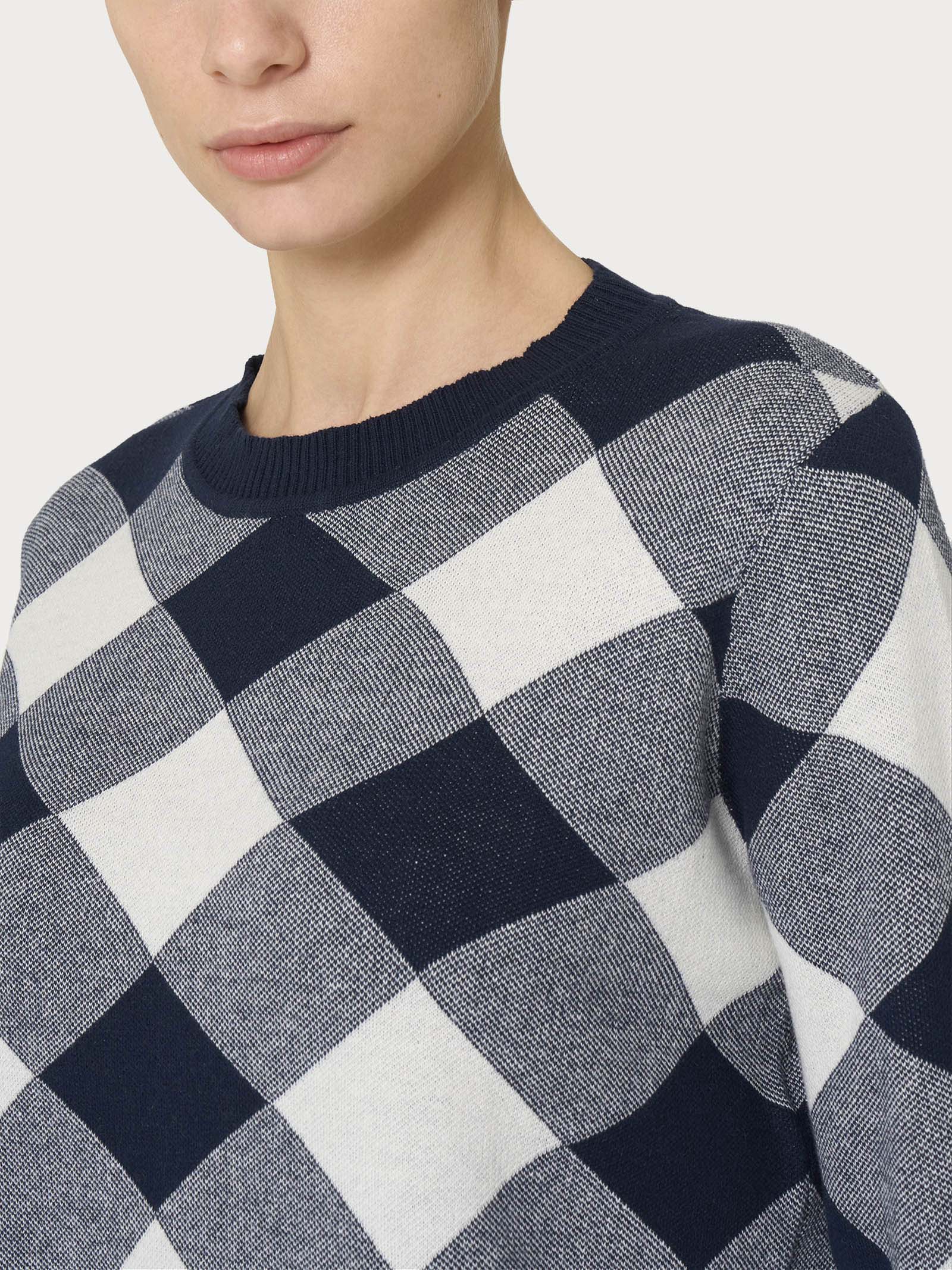 Maglia corta girocollo in filato Winter Cotton  - Fant.Bleu - Image 3