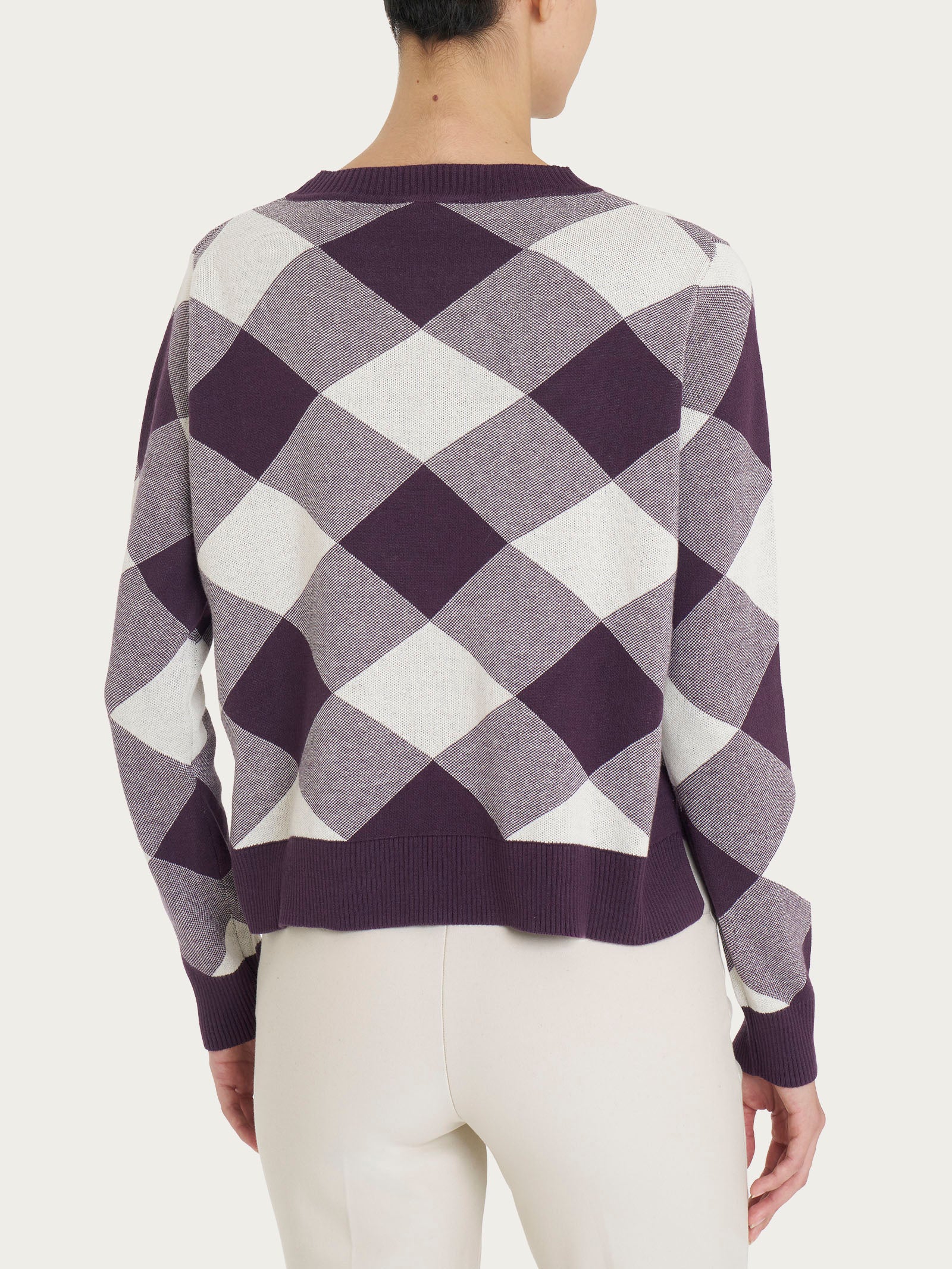 Maglia corta girocollo in filato Winter Cotton  - Fant. Plum Perfect - Image 2