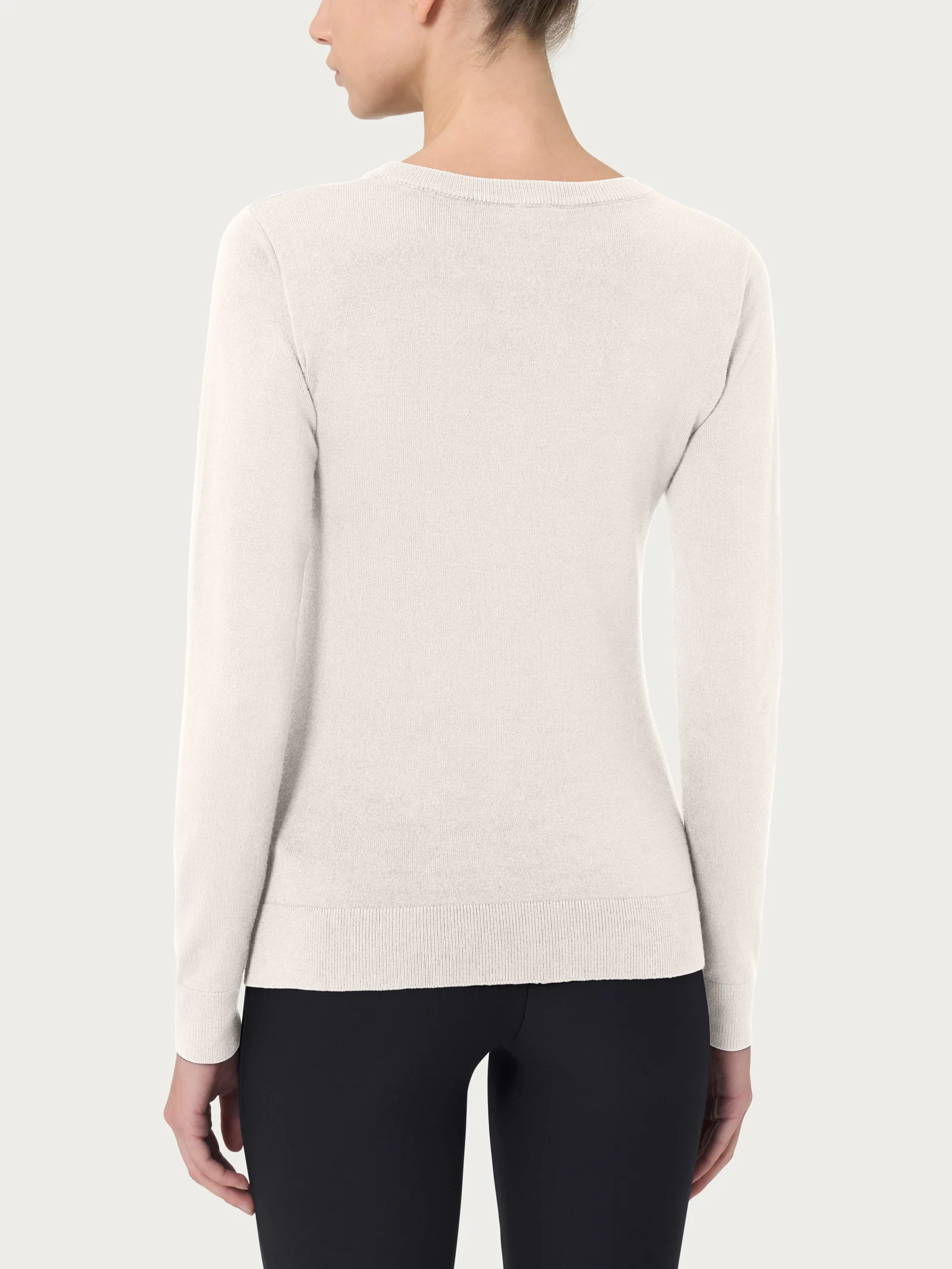 Maglia girocollo a manica lunga Four Seasons - Avorio - Image 2