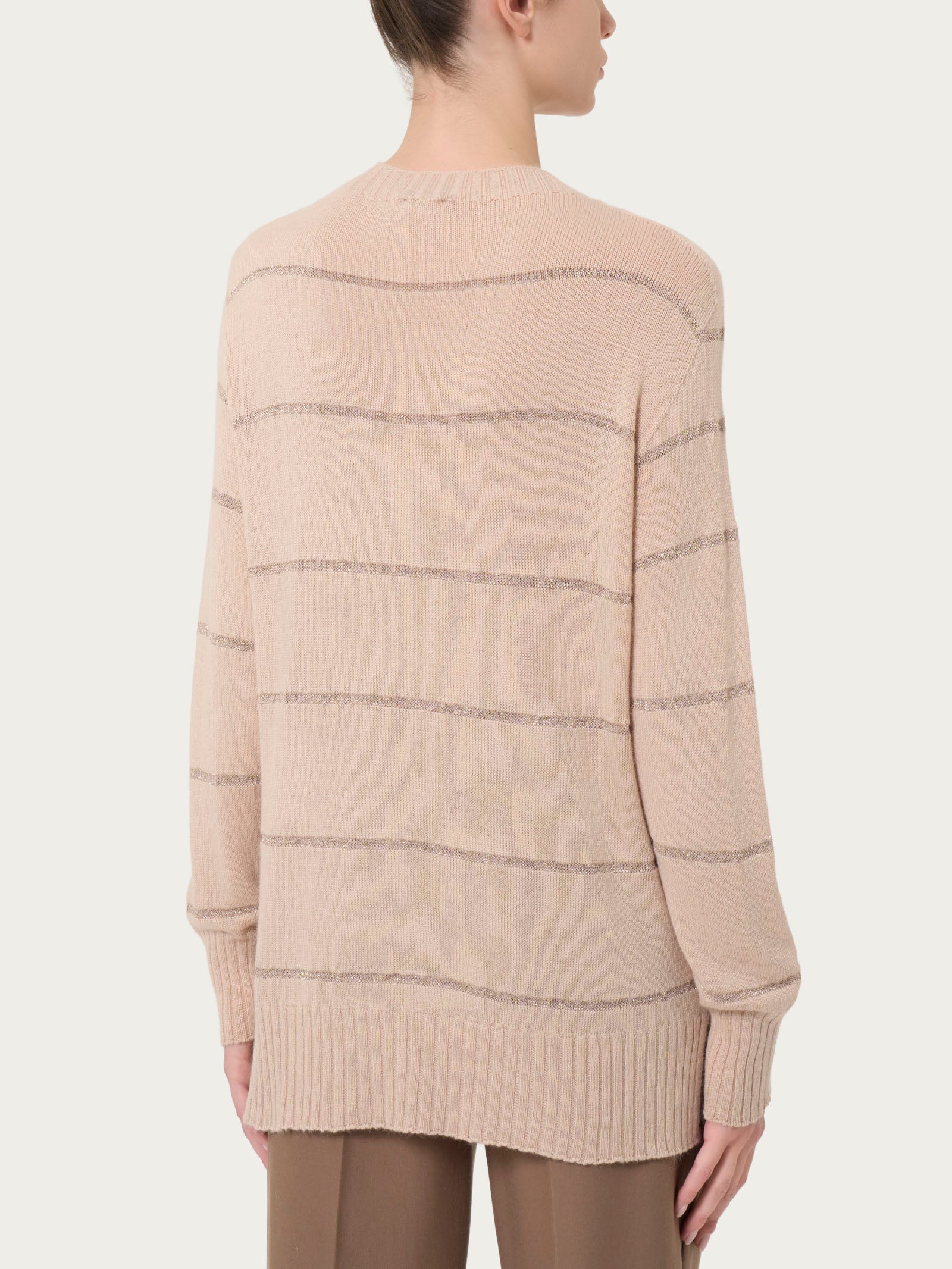Maglia girocollo a righe in misto angora - Moonlight - Image 2