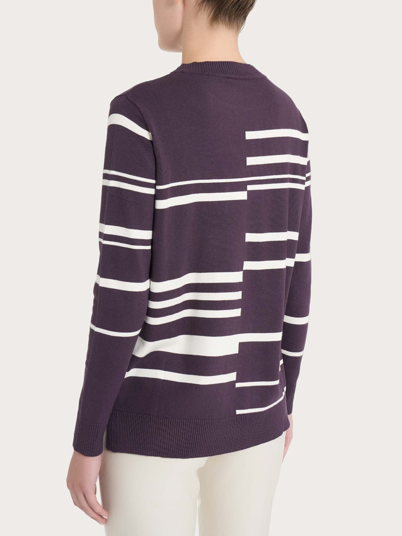 Maglia girocollo a righe sfalsate Four Seasons - Fant. Plum Perfect - Image 2