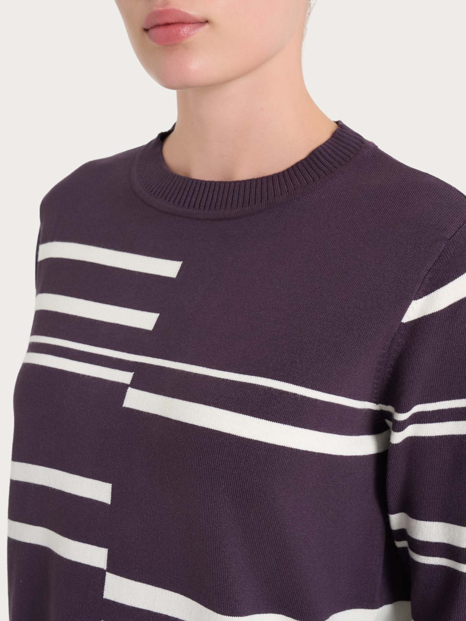 Maglia girocollo a righe sfalsate Four Seasons - Fant. Plum Perfect - Image 3