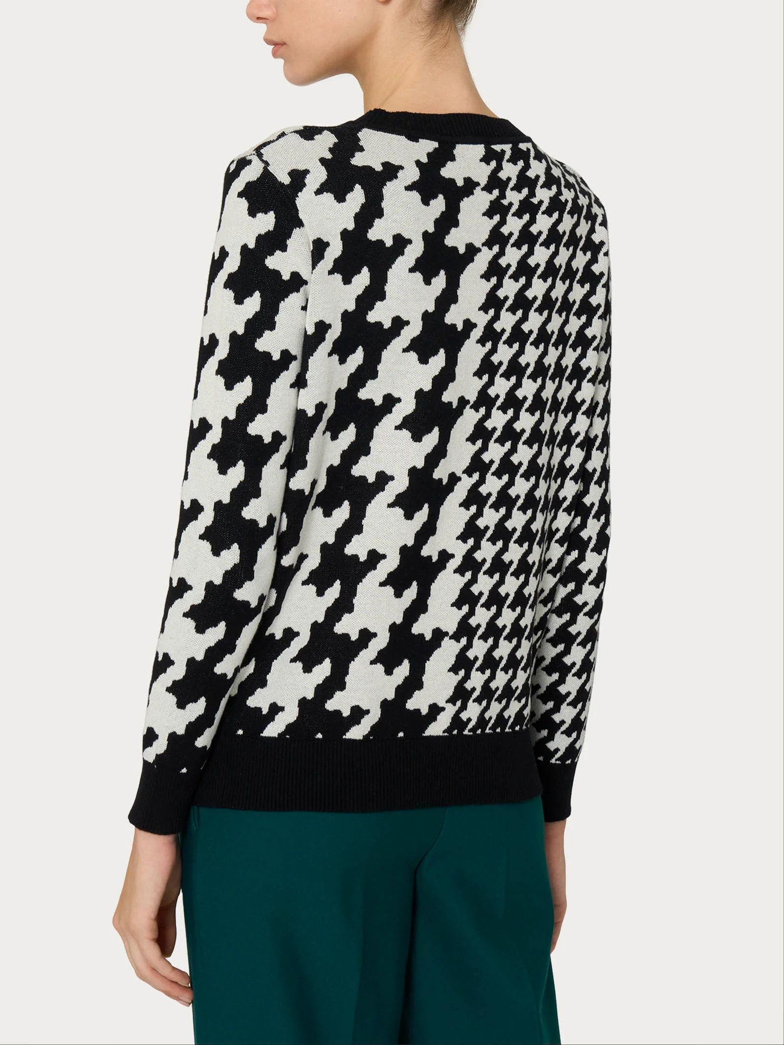 Maglia girocollo con bifantasia in filato Winter Cotton - Fant.Nero - Image 2