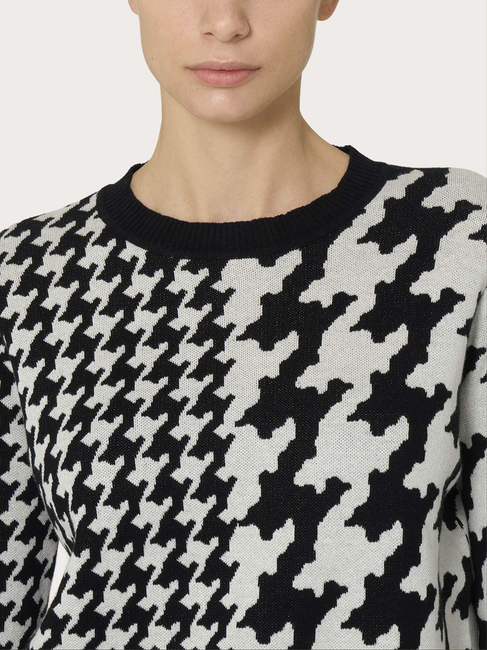 Maglia girocollo con bifantasia in filato Winter Cotton - Fant.Nero - Image 3