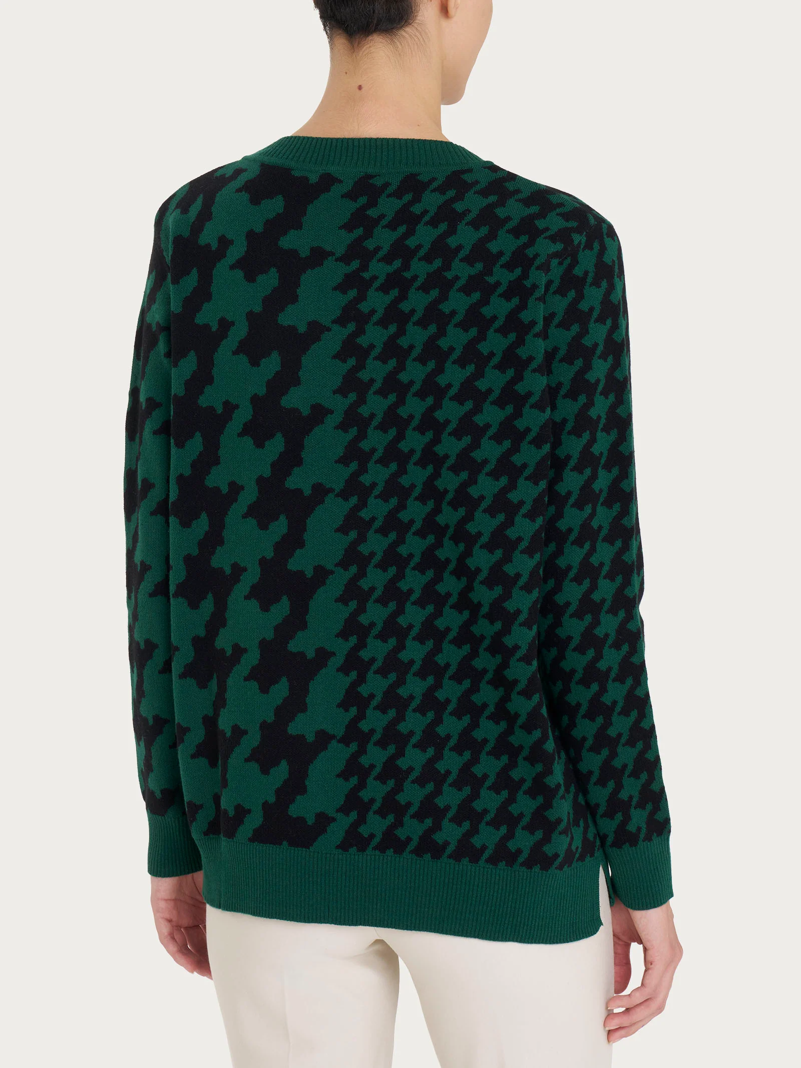 Maglia girocollo con bifantasia in filato Winter Cotton - Fant. Rain Forest - Image 2