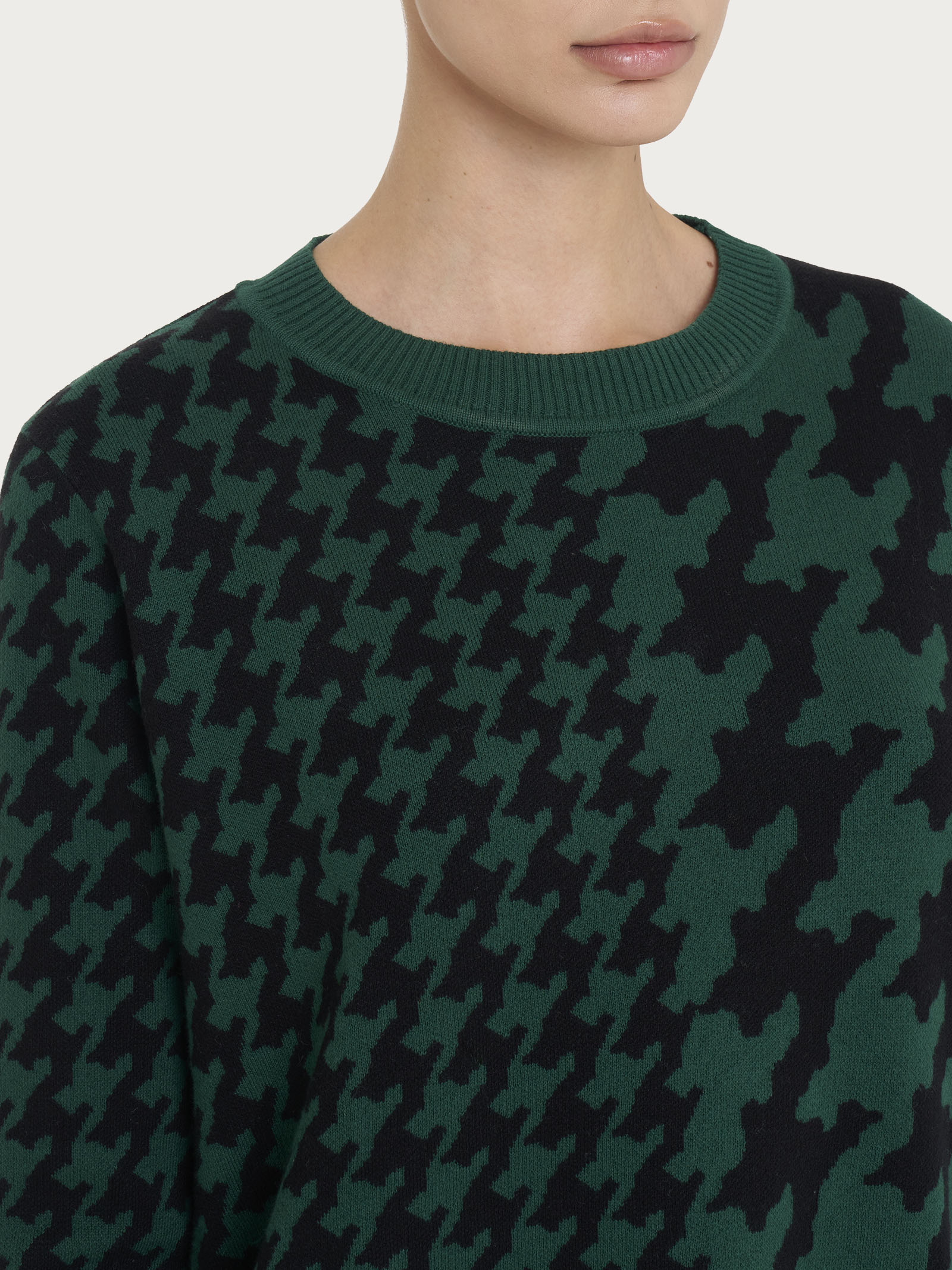 Maglia girocollo con bifantasia in filato Winter Cotton - Fant. Rain Forest - Image 3