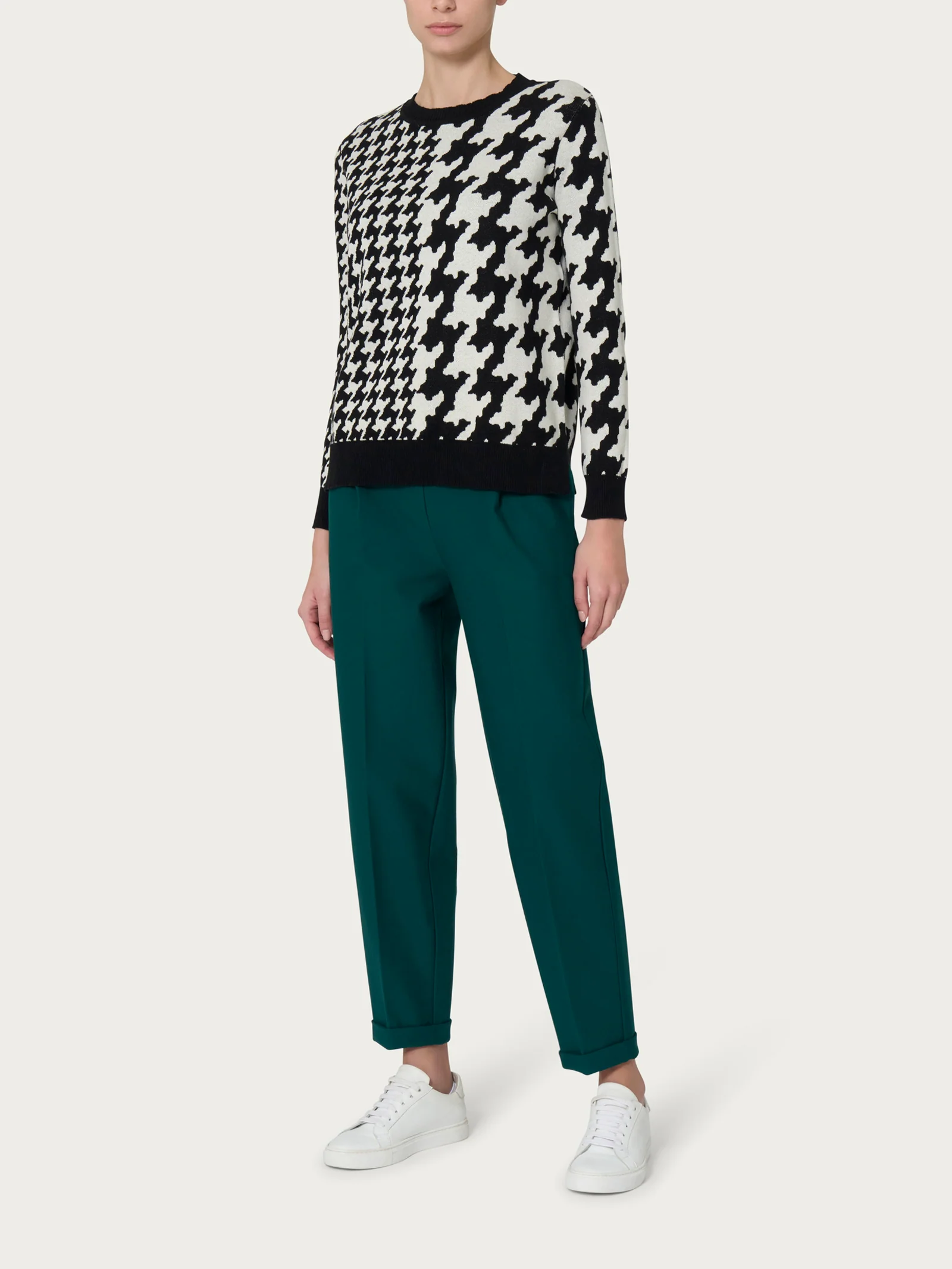 Maglia girocollo con bifantasia in filato Winter Cotton - Fant. Rain Forest - Image 4