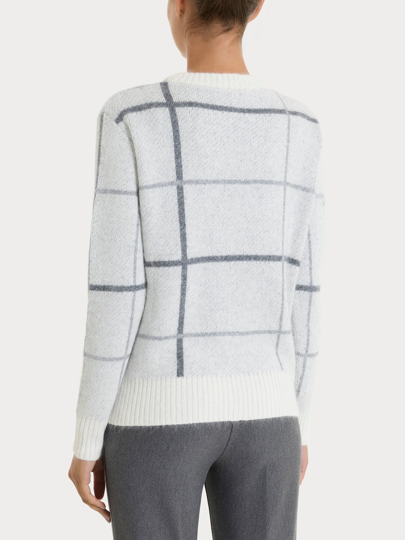 Maglia girocollo con check pattern in Natural Soft - Fant. Ferro Mel. - Image 2