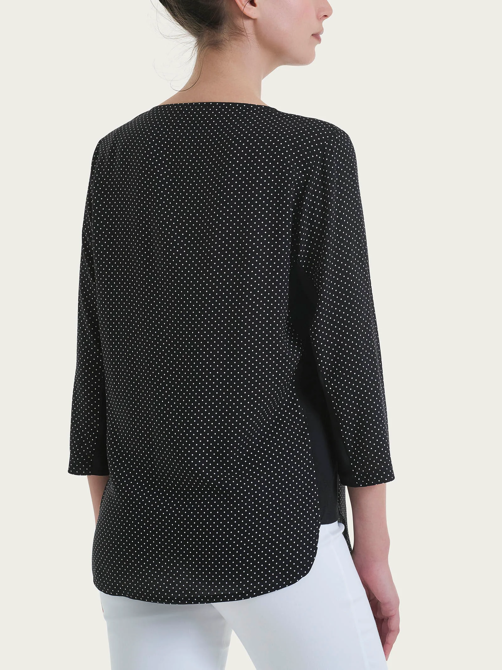 Maglia girocollo con dots in misto viscosa - Fant.Black - Image 2