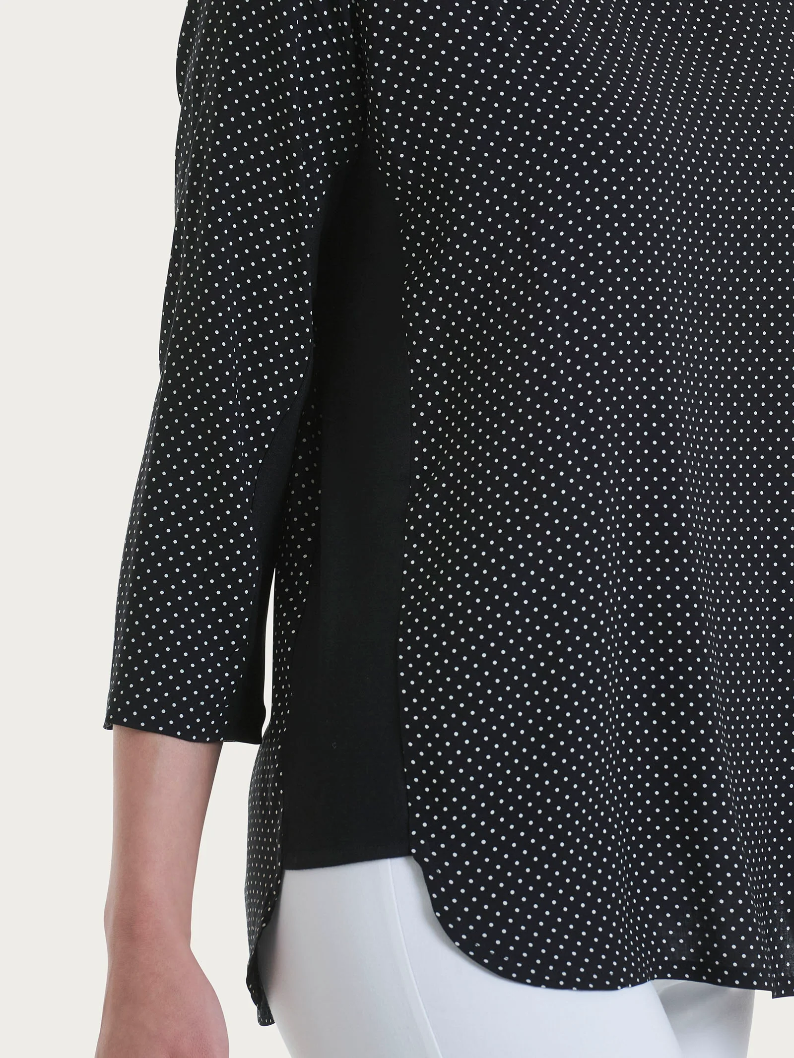 Maglia girocollo con dots in misto viscosa - Fant.Black - Image 3