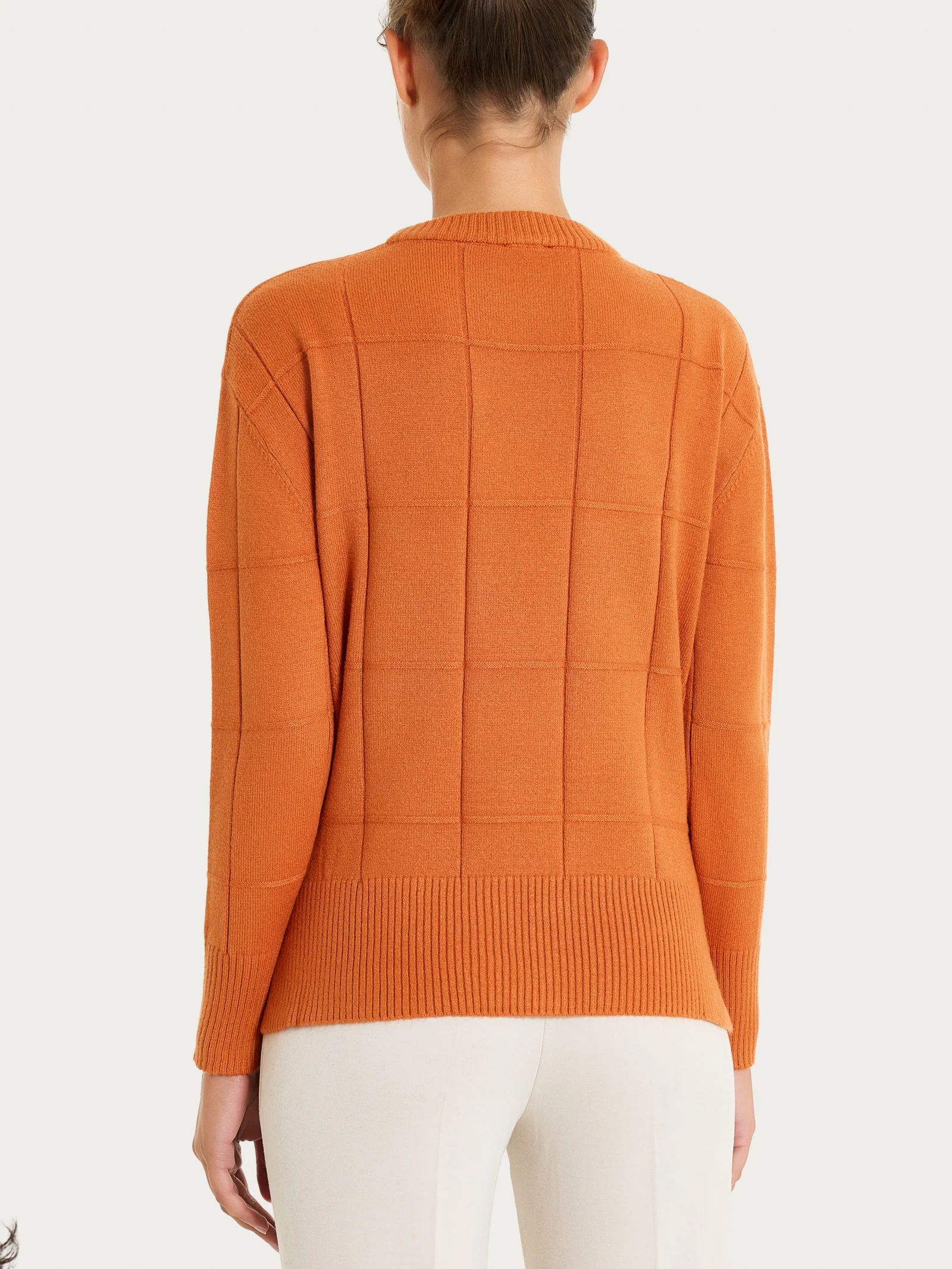 Maglia girocollo con fantasia check in Super Soft - Rust - Image 2