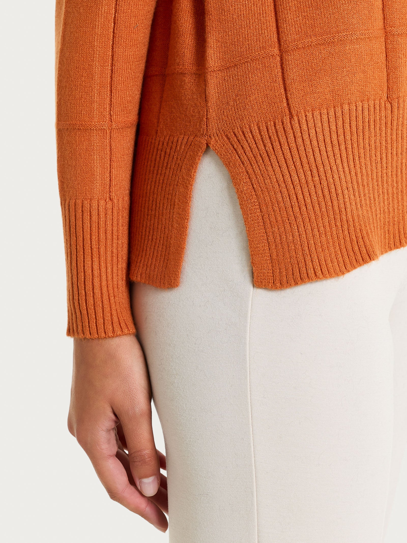 Maglia girocollo con fantasia check in Super Soft - Rust - Image 3