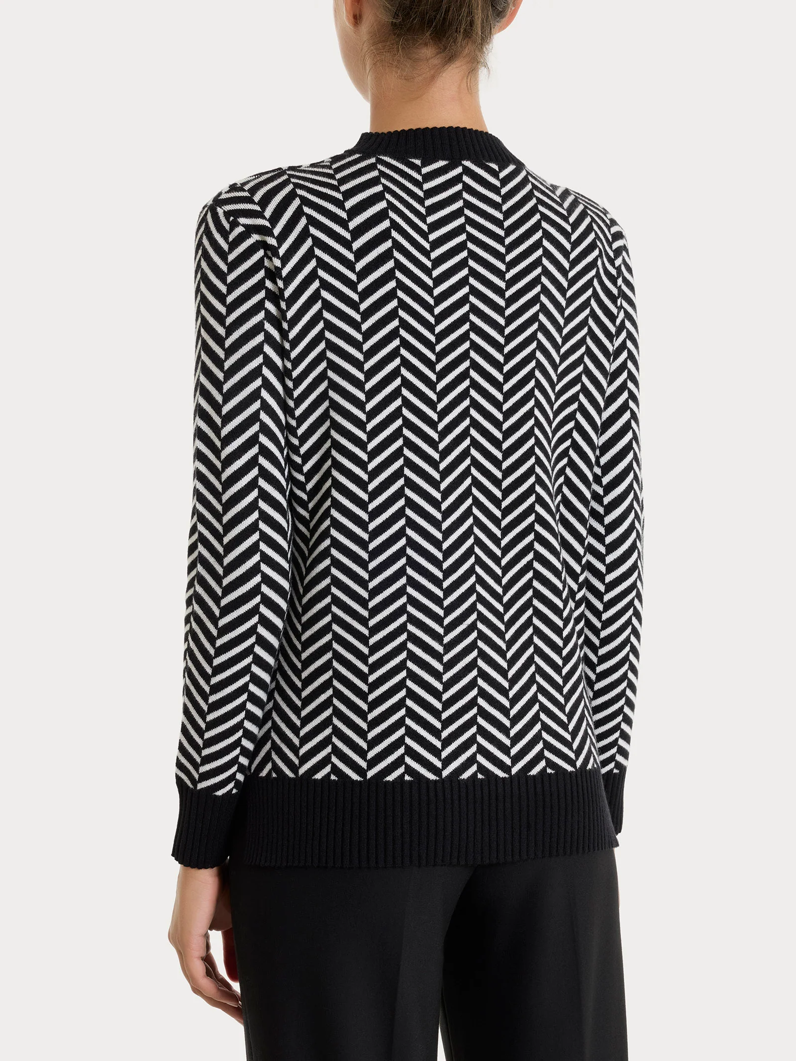 Maglia girocollo con fantasia spigata in Super Soft - Fant.Nero - Image 2