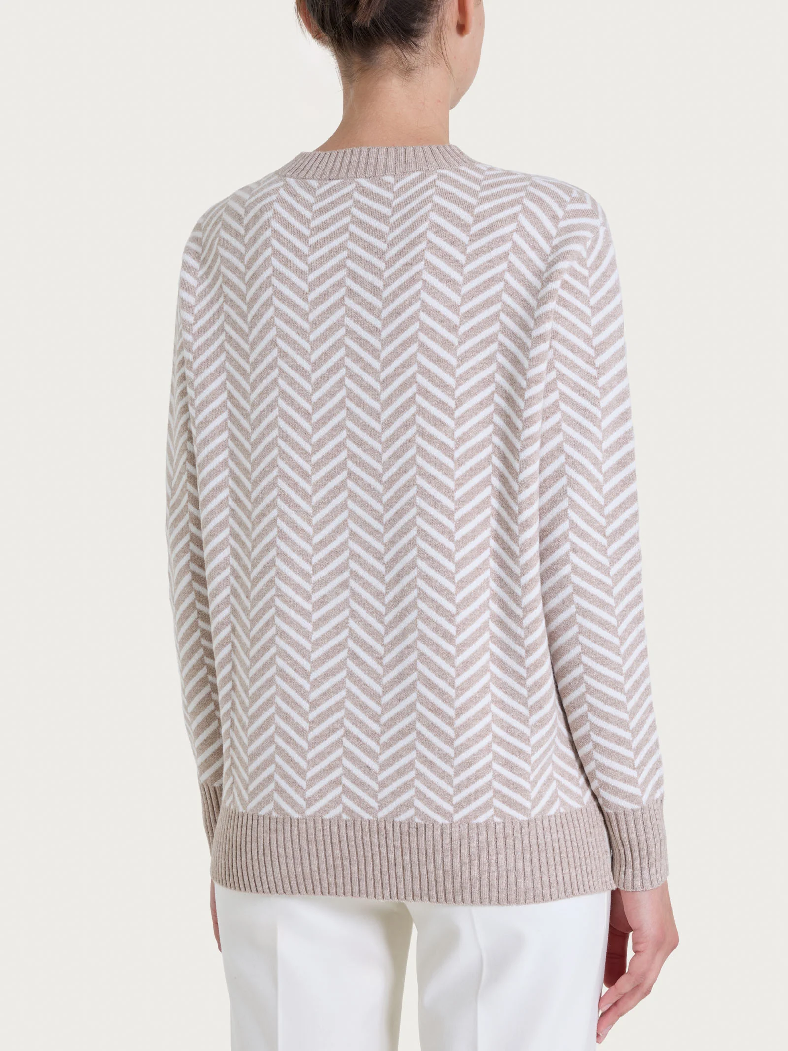 Maglia girocollo con fantasia spigata in Super Soft - Fant.Cammello Mel. - Image 2