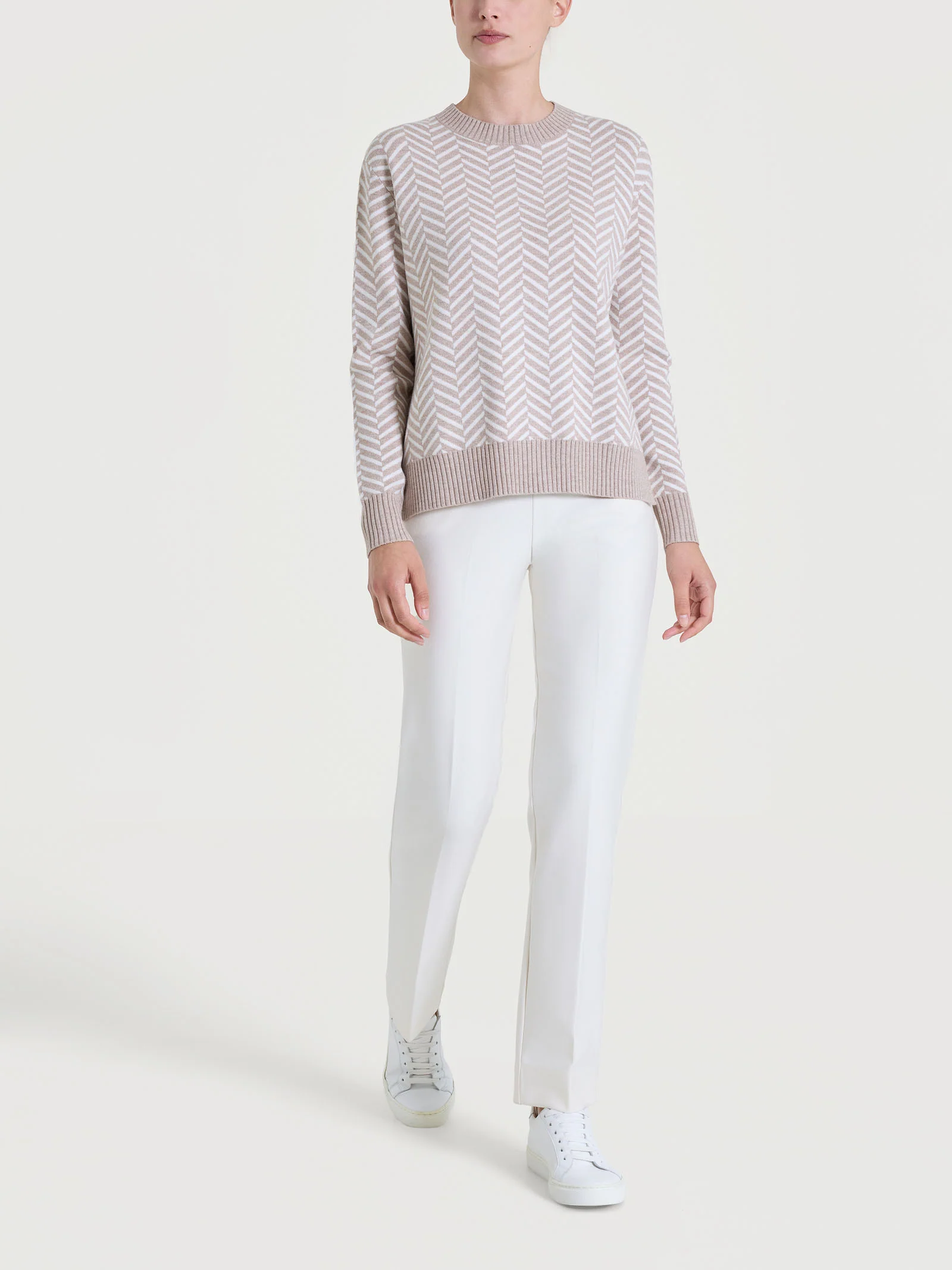 Maglia girocollo con fantasia spigata in Super Soft - Fant.Cammello Mel. - Image 4