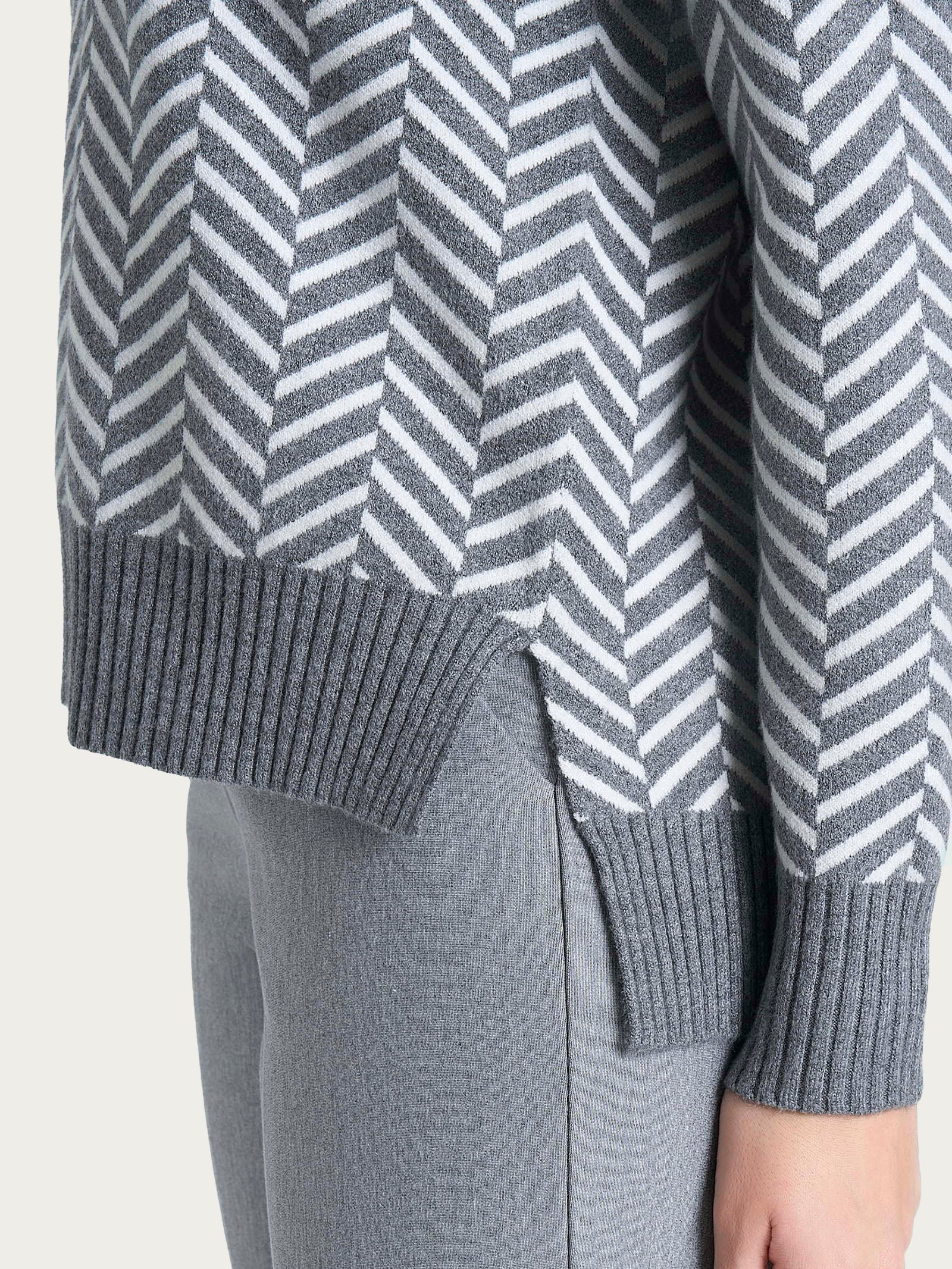 Maglia girocollo con fantasia spigata in Super Soft - Fant. Ferro Mel. - Image 3