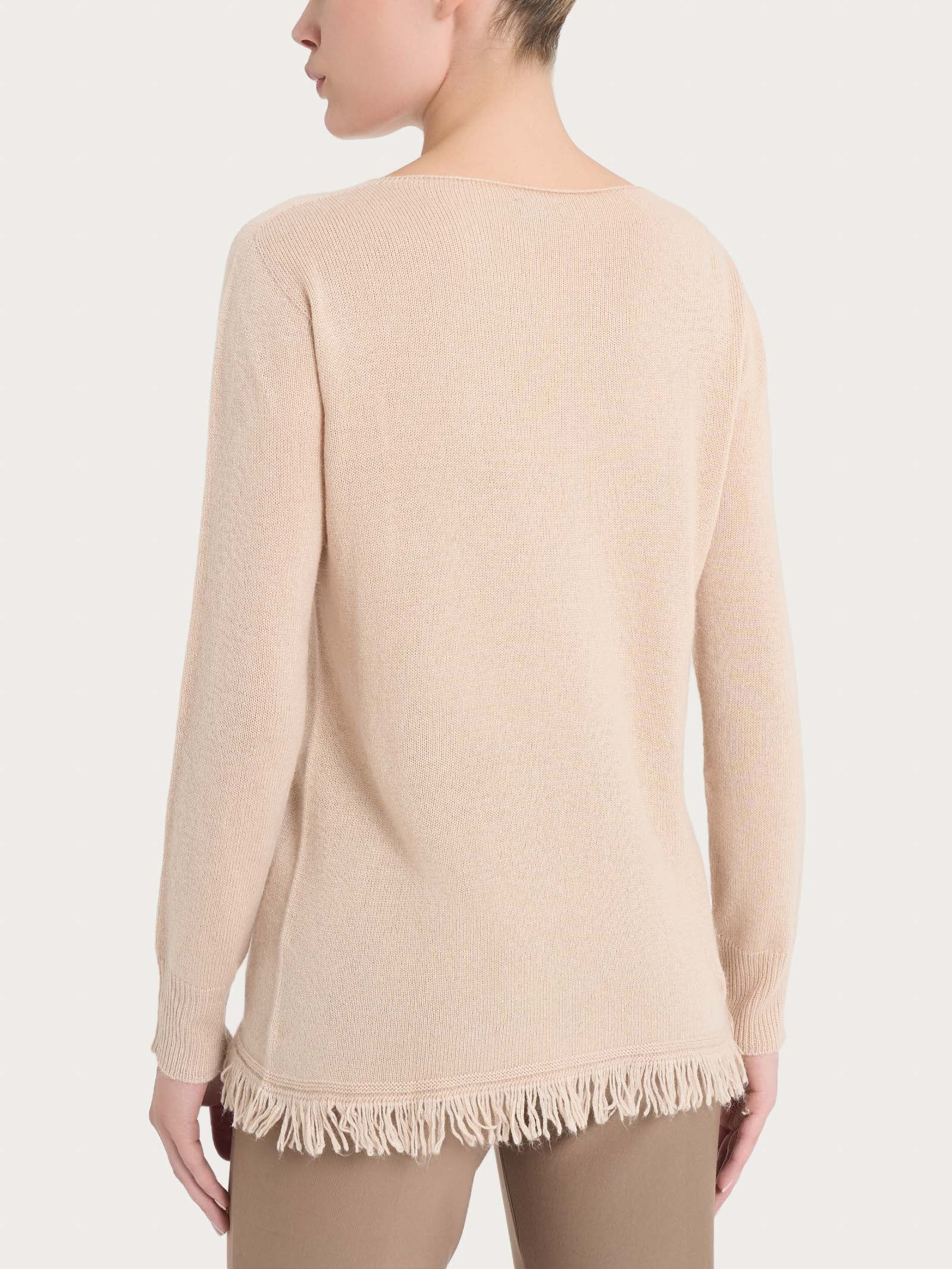 Maglia girocollo con frange in misto angora - Moonlight - Image 2