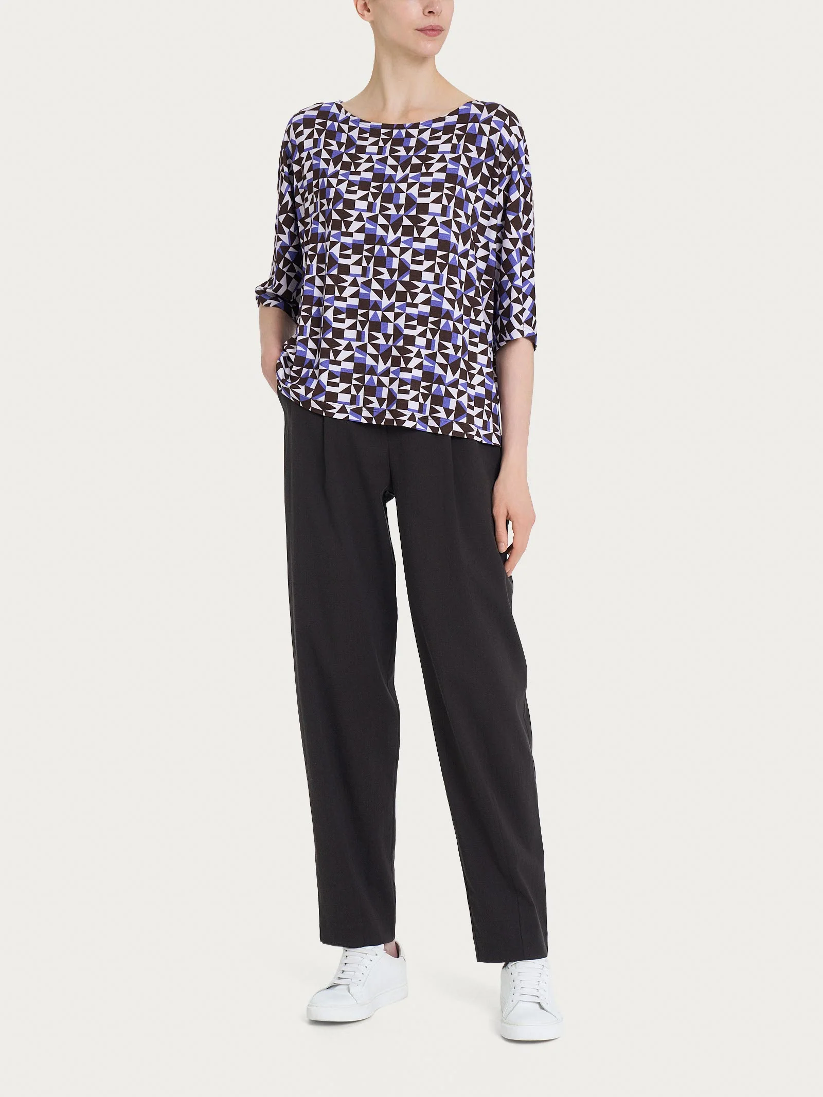 Maglia girocollo con geometric pattern in Viscosa Summer - Fant. Thistle - Image 4