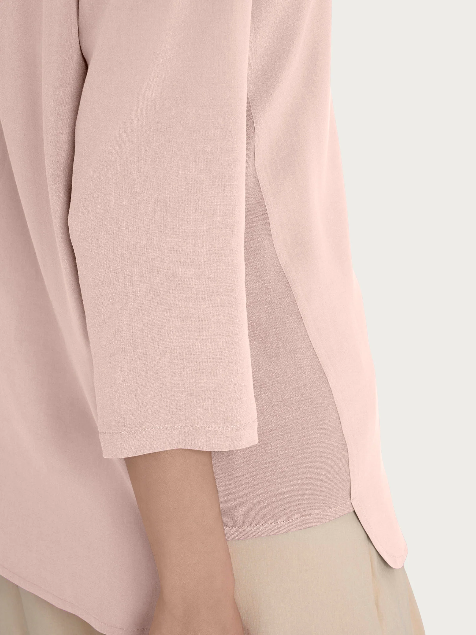 Maglia girocollo con inserto laterale in Misto Viscosa - Cameo Rose - Image 3