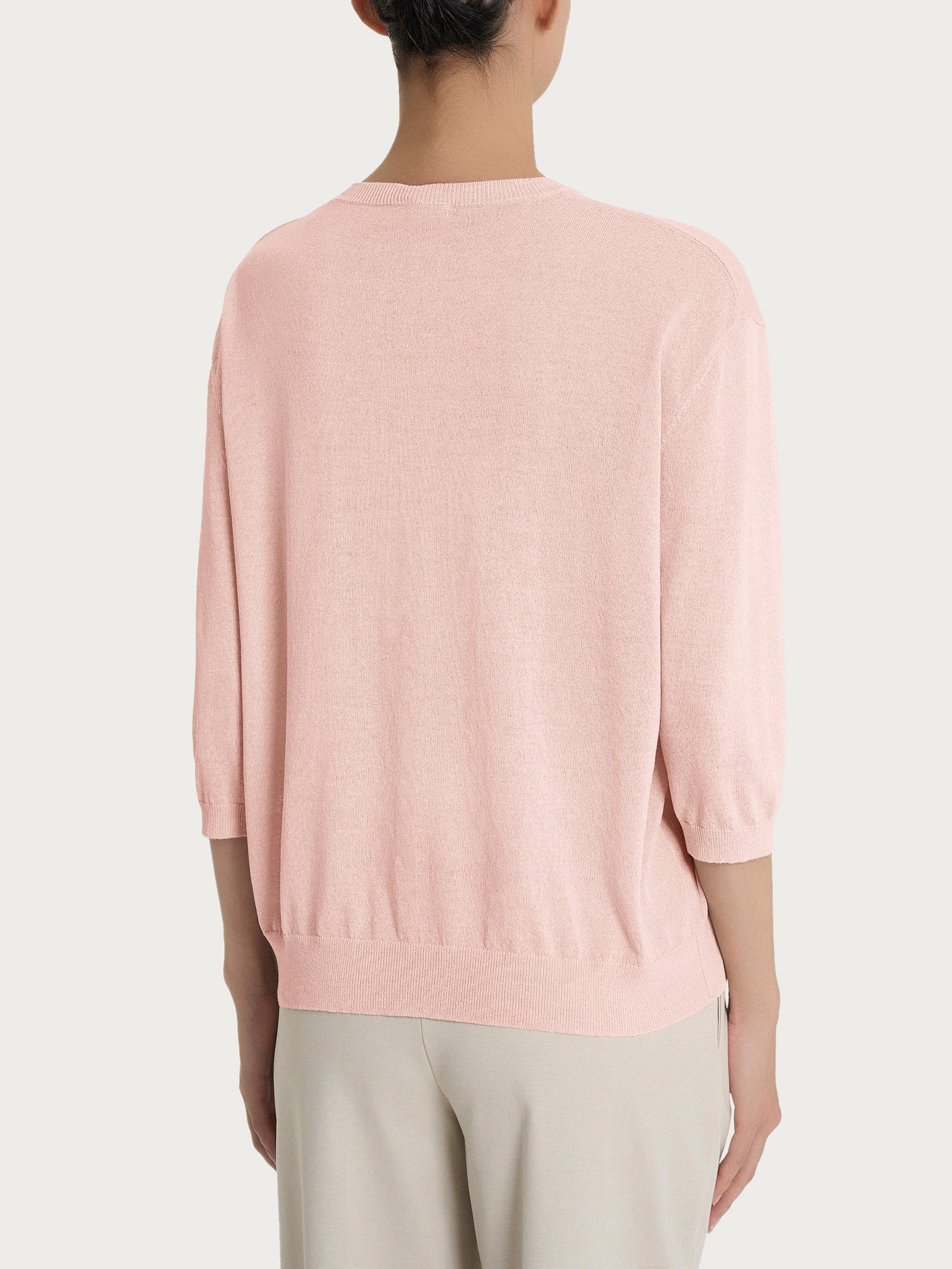 Maglia girocollo con manica 3/4 in Crêpe  - Cameo Rose - Image 2
