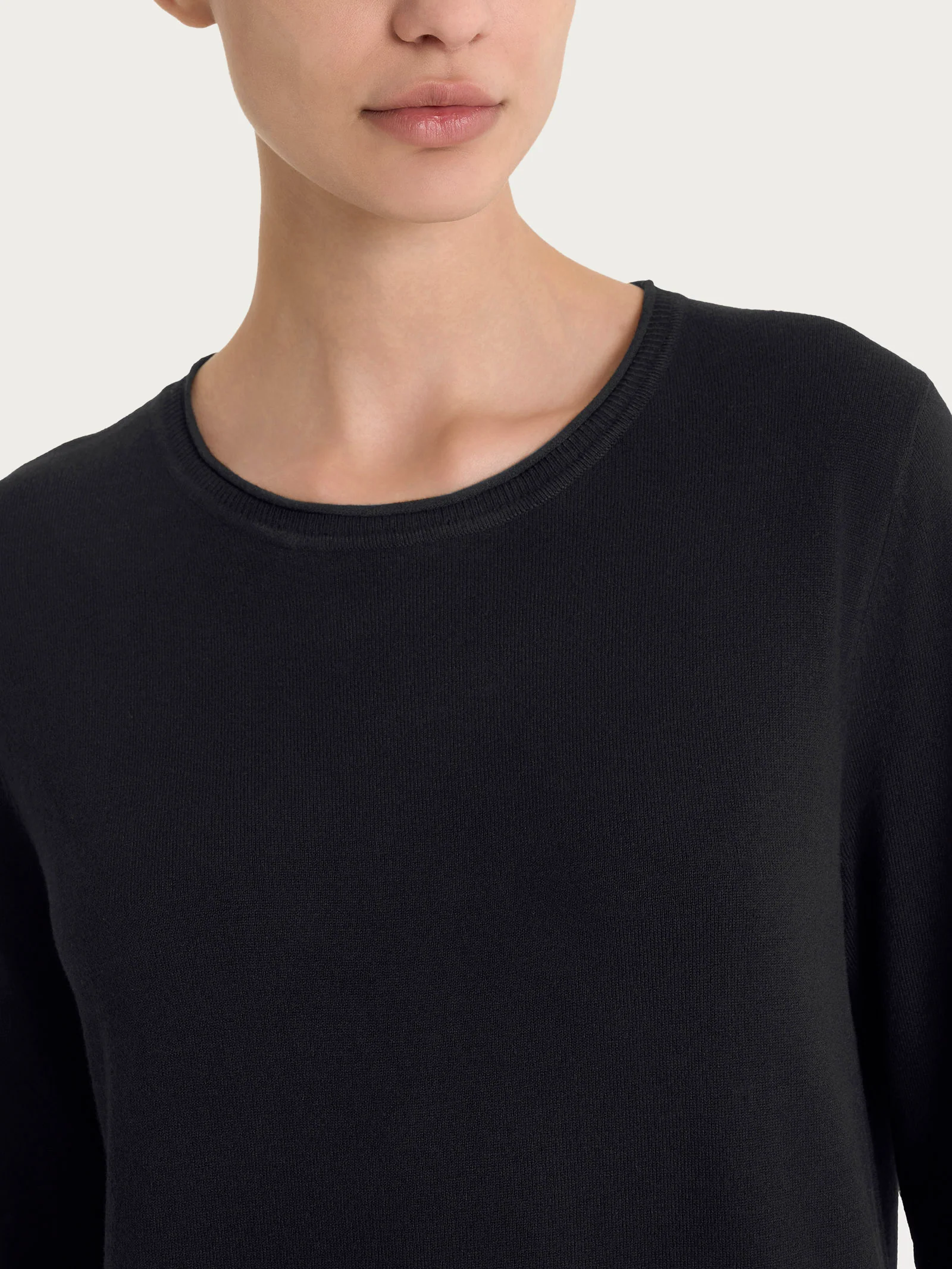 Maglia girocollo con manica 3/4 in Summertime - Nero - Image 3