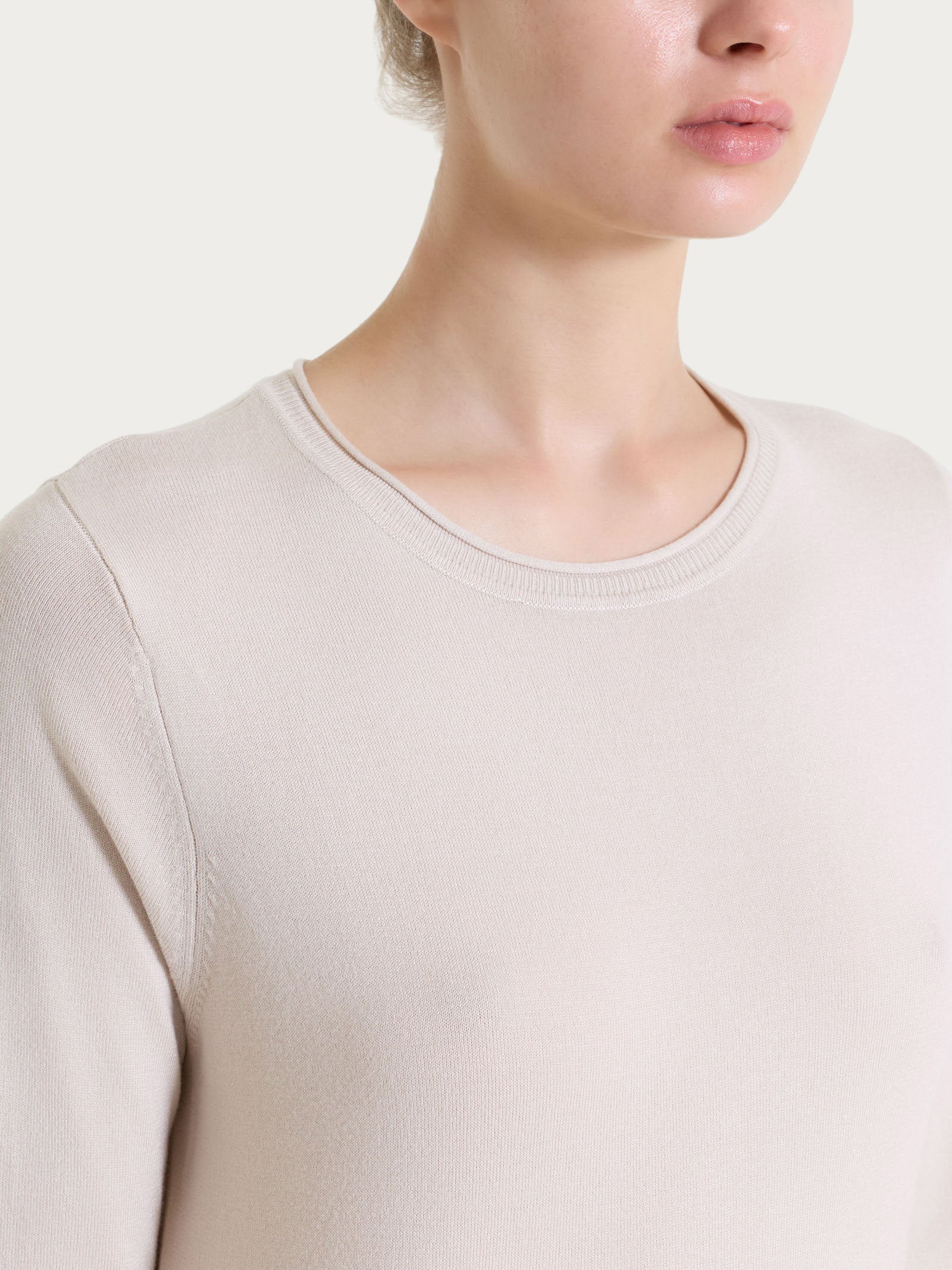 Maglia girocollo con manica 3/4 in Summertime - Champignon - Image 3